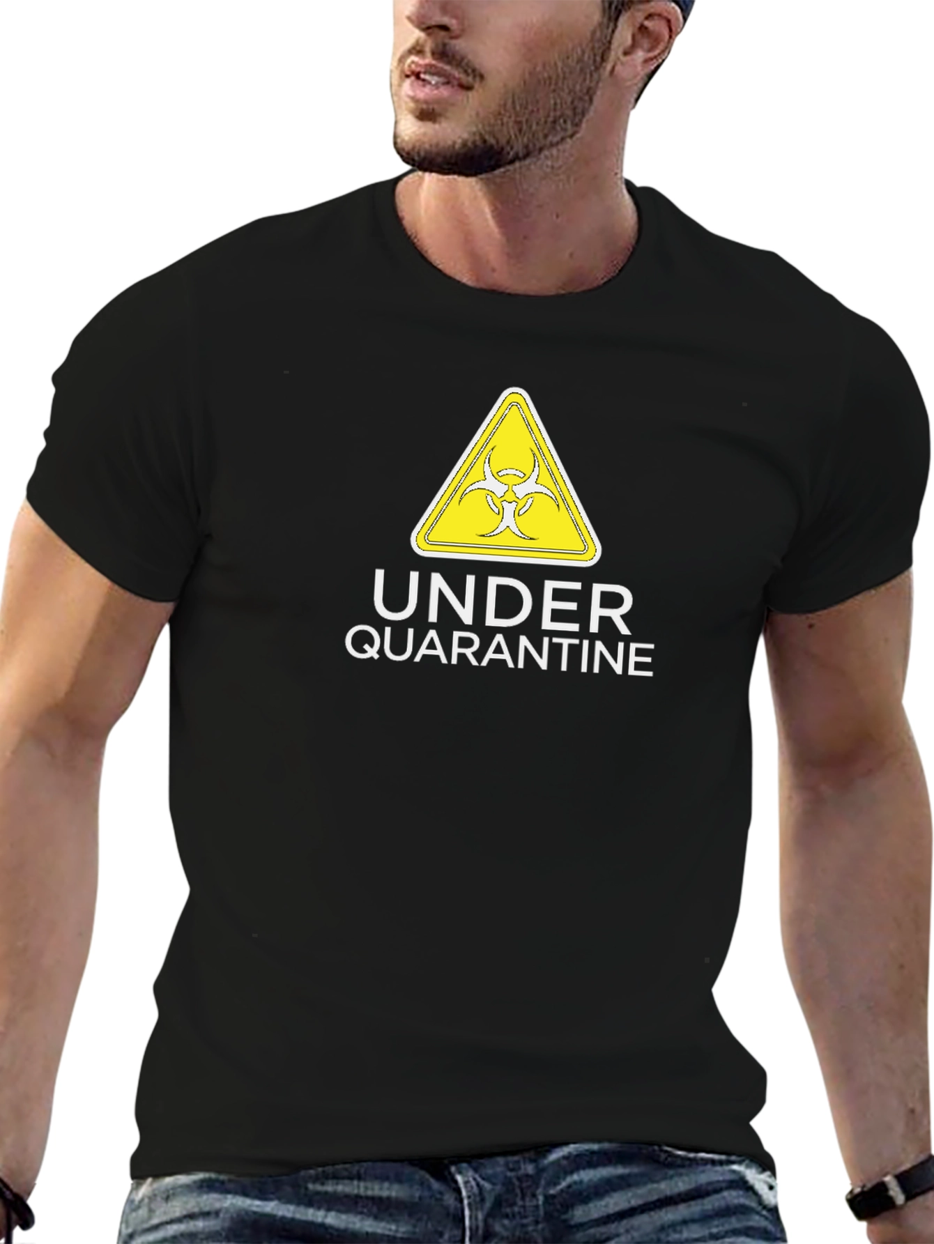 Black Under Quarantine T-Shirt Biohazard Graphic Tee view 6