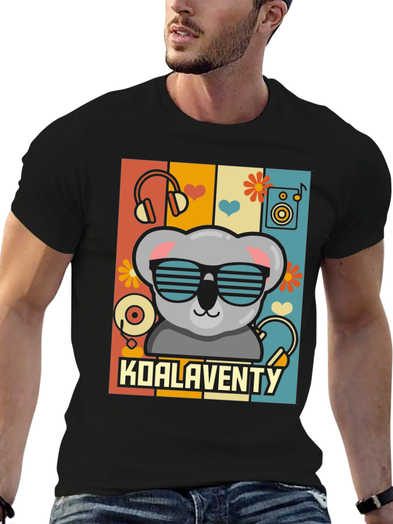 Black Koalaventy Music Lover T-Shirt view 6