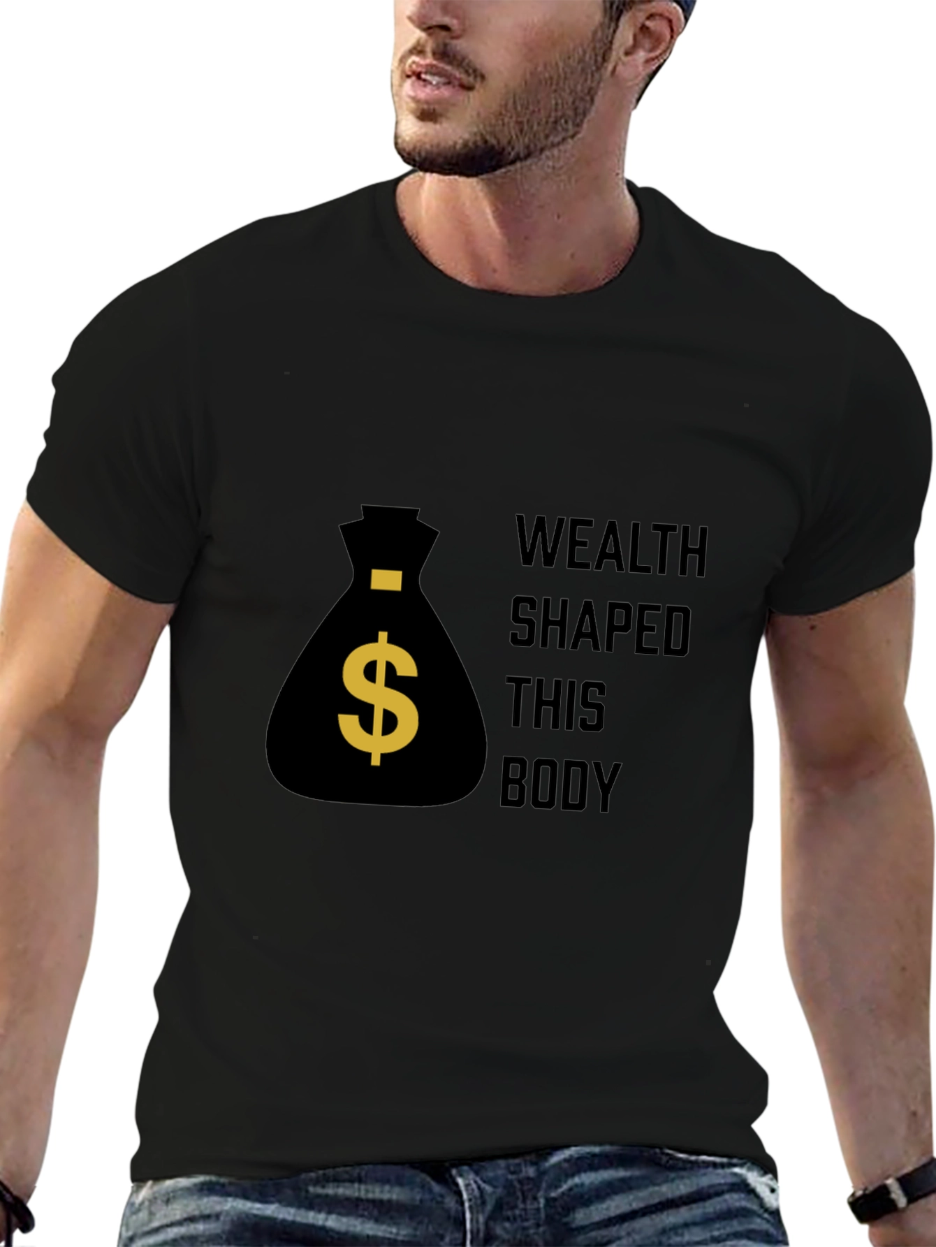 Black Wealth Shaped Body Graphic Tee - Black view 6