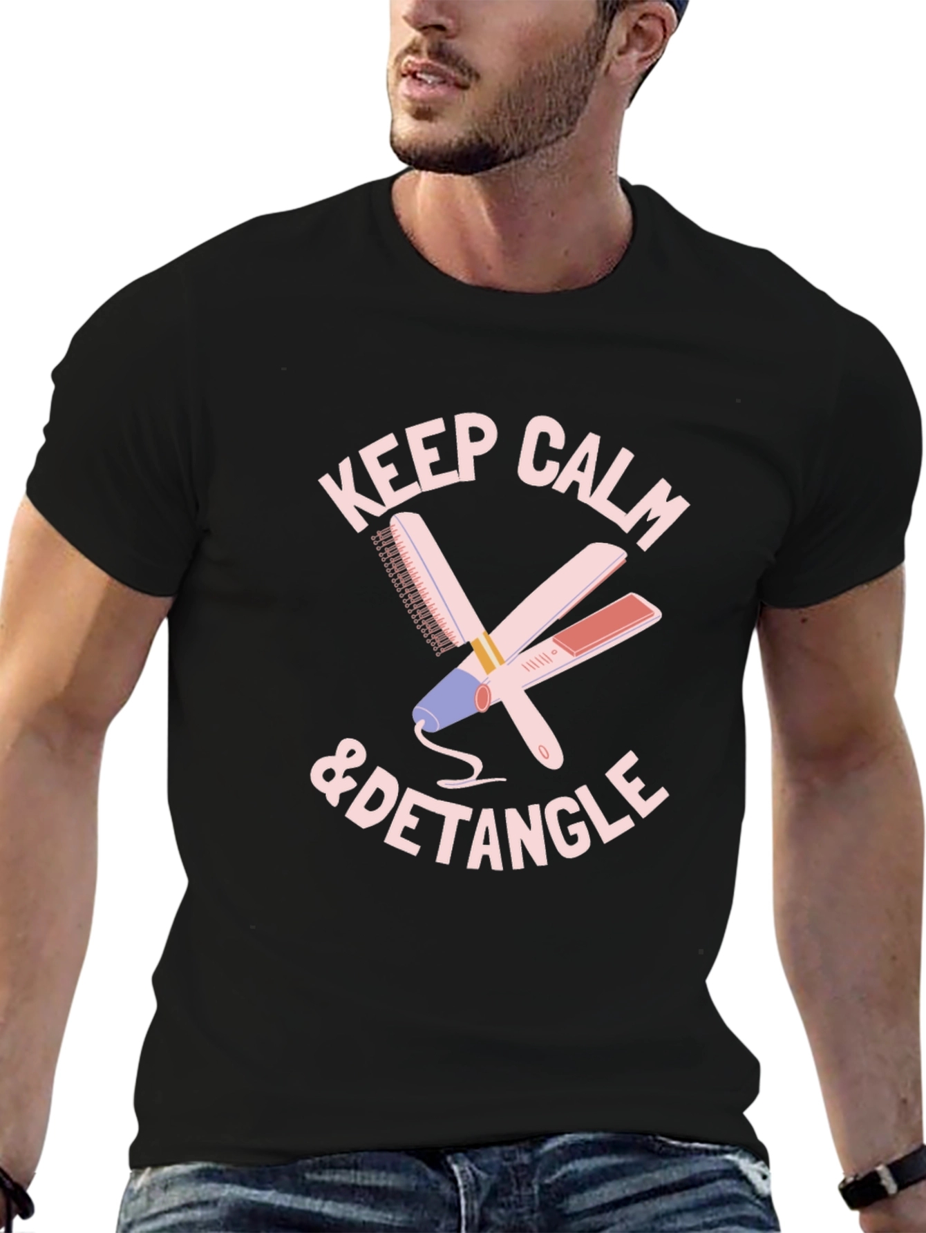 Black Keep Calm & Detangle T-Shirt view 6