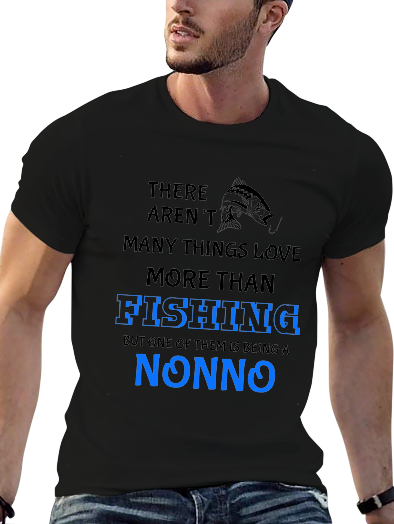 Black Fishing Nonno T-Shirt: Love of Fishing and Being a Nonno! view 6