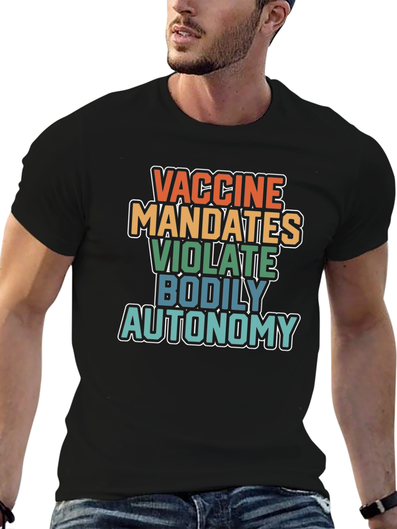 Black Vaccine Mandates Bodily Autonomy Graphic T-Shirt view 6