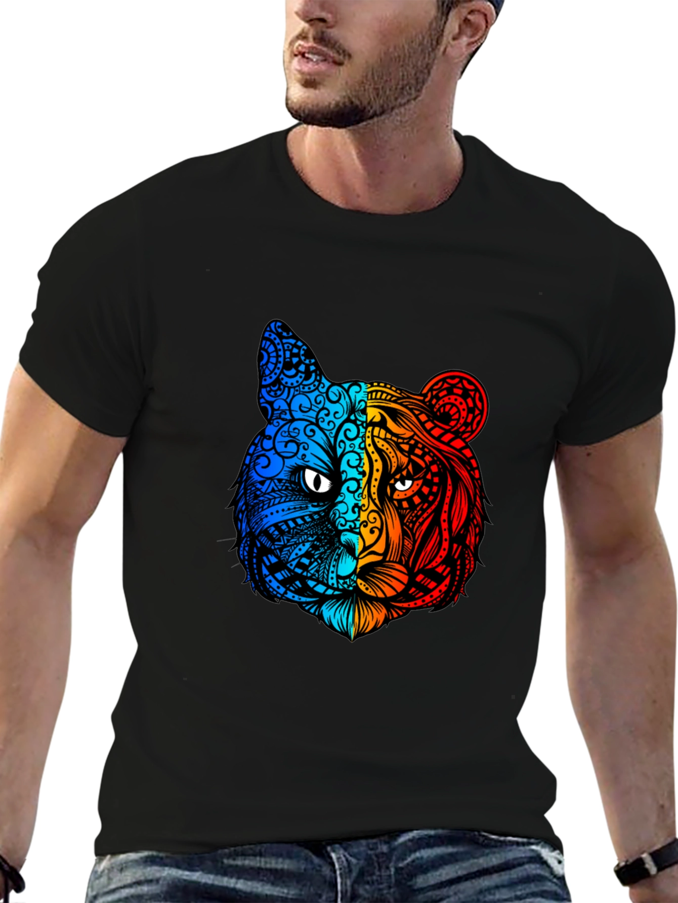 Black Vibrant Tiger Graphic Tee - Unique Animal Design view 6