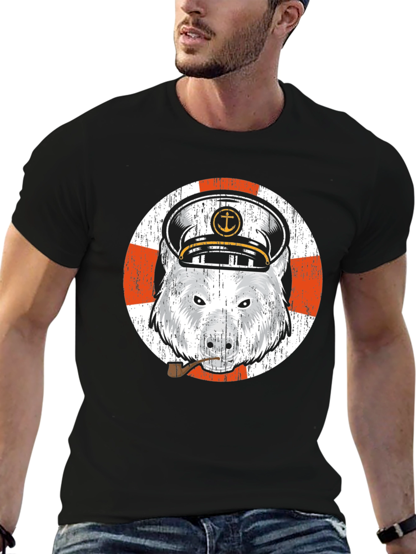Black Captain Bear T-Shirt - Nautical Theme view 6
