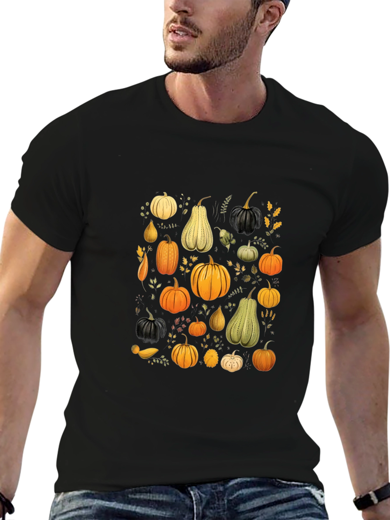 Black Pumpkin Patch Graphic Tee - Stylish Fall Apparel view 6