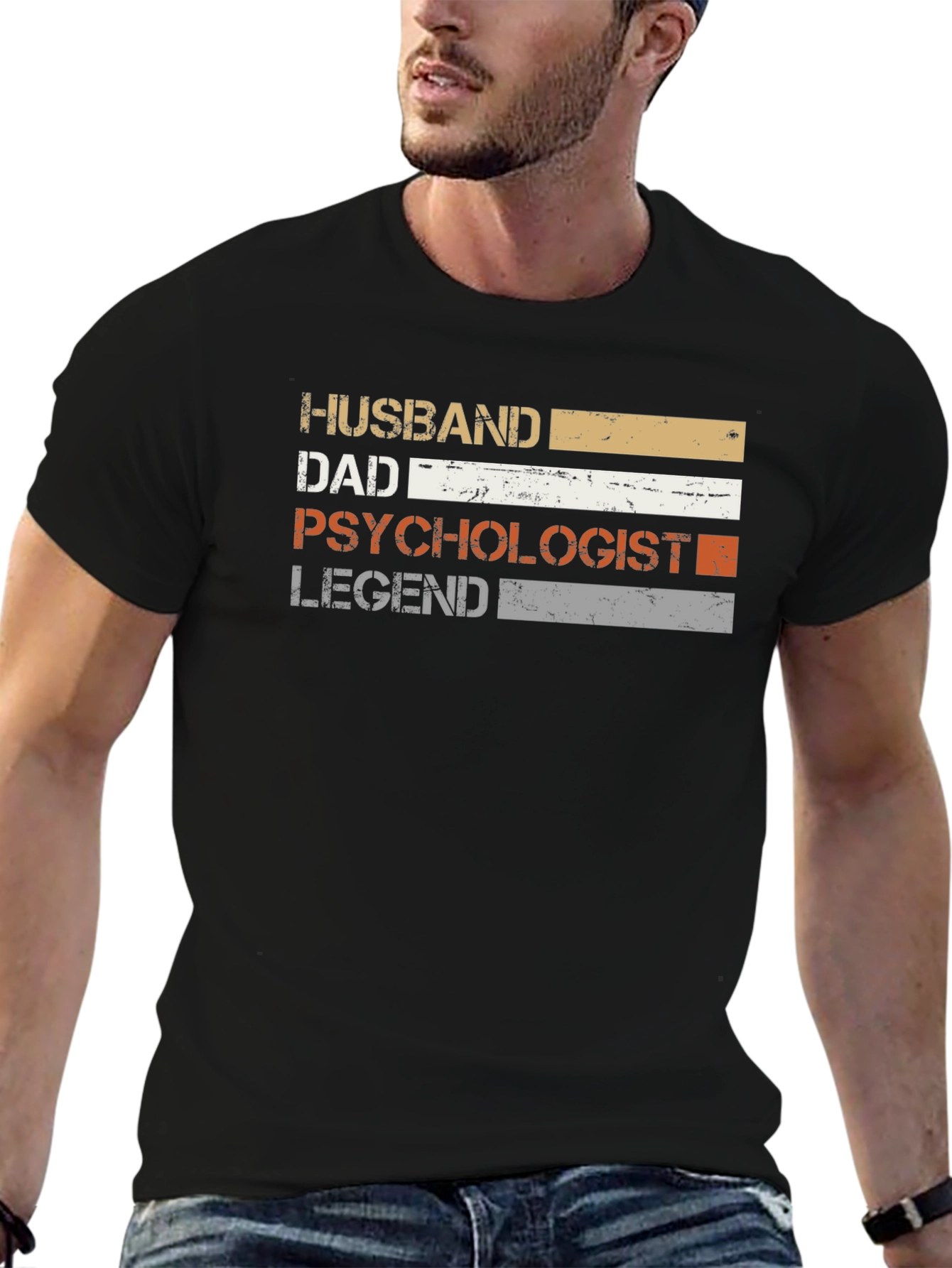 Black Husband Dad Psychologist Legend Graphic T-Shirt view 6