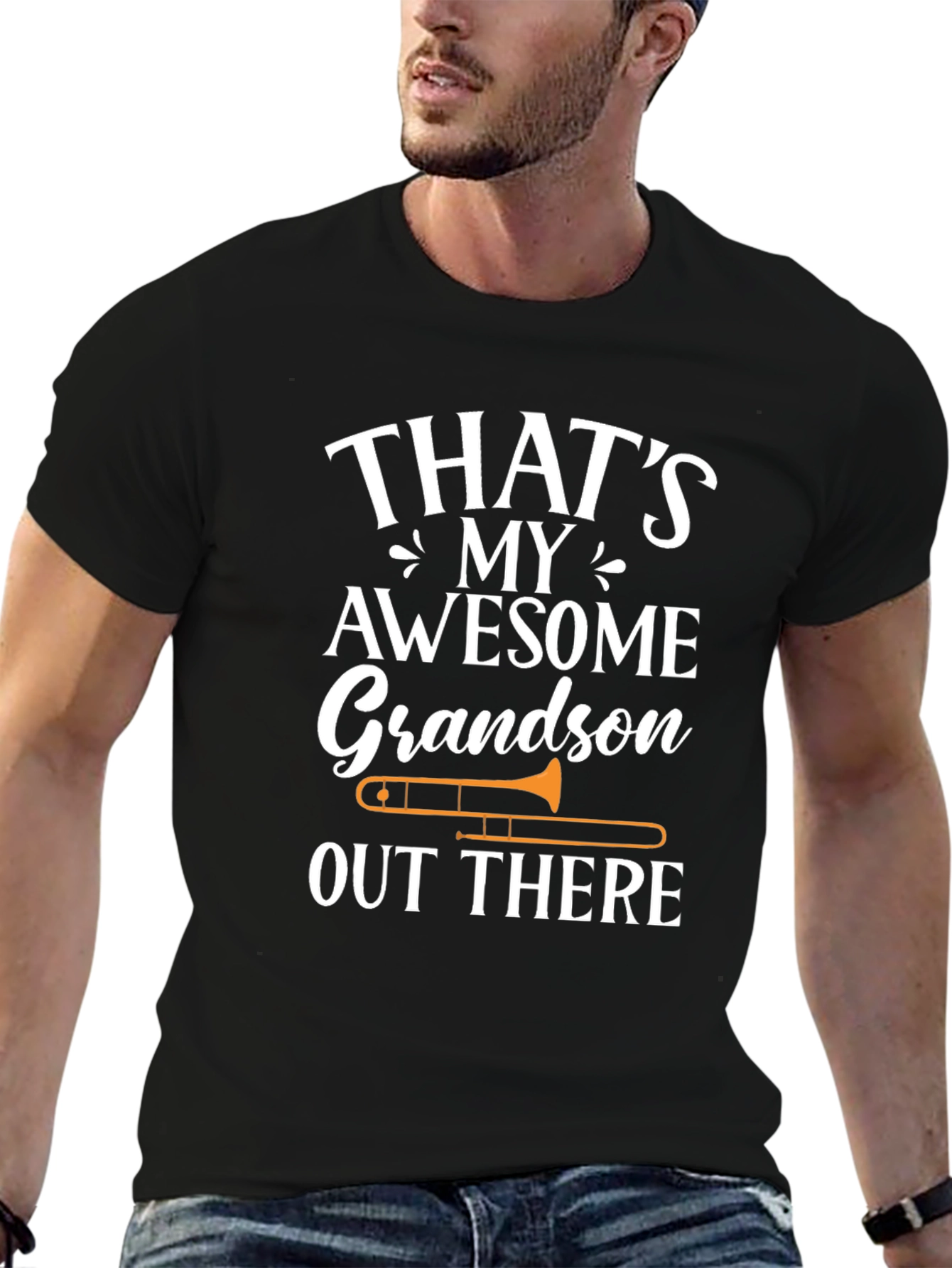 Black Awesome Grandson Trombone T-Shirt view 6