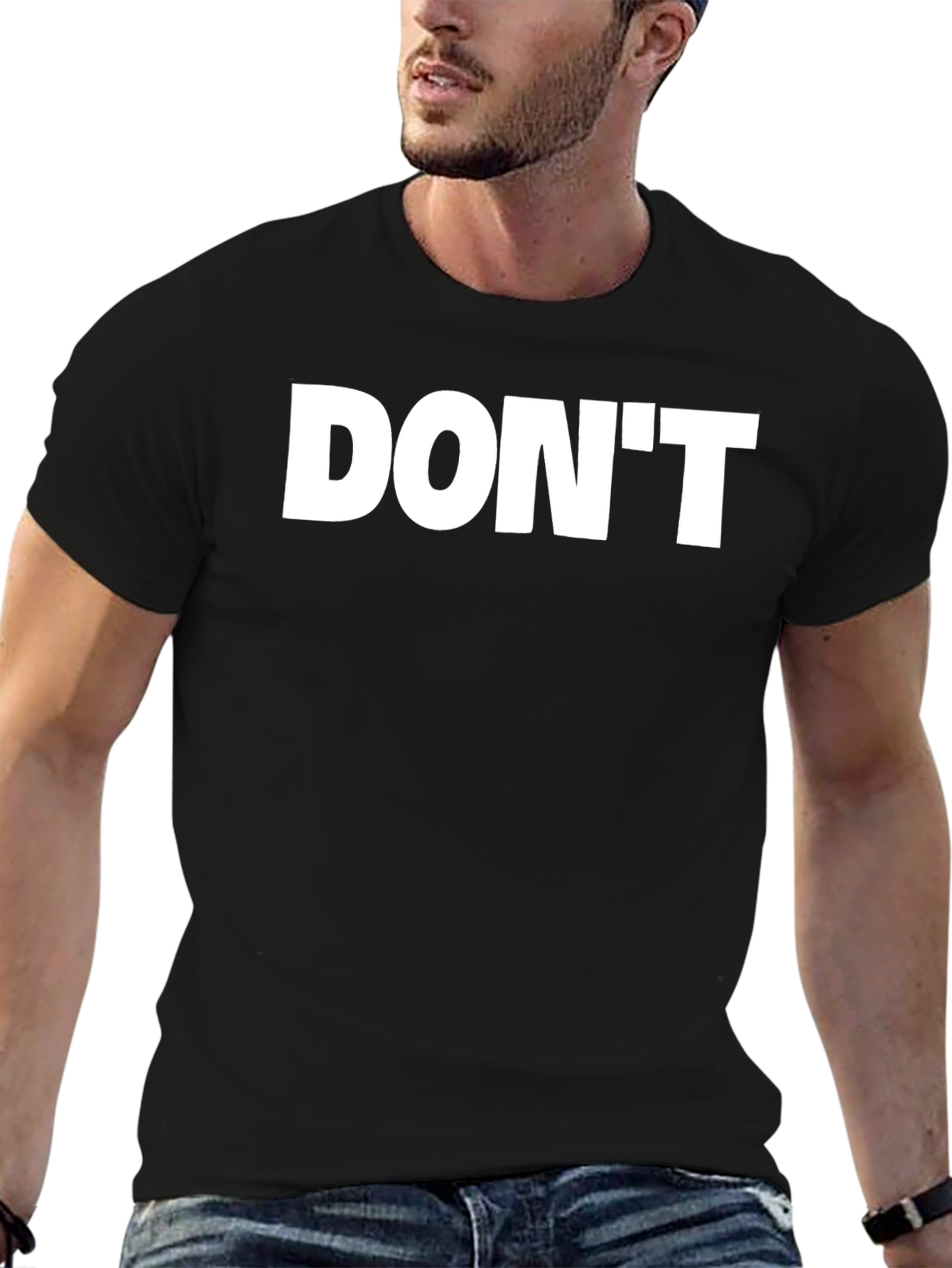 Black Bold 'DON'T' Graphic Black T-Shirt view 6