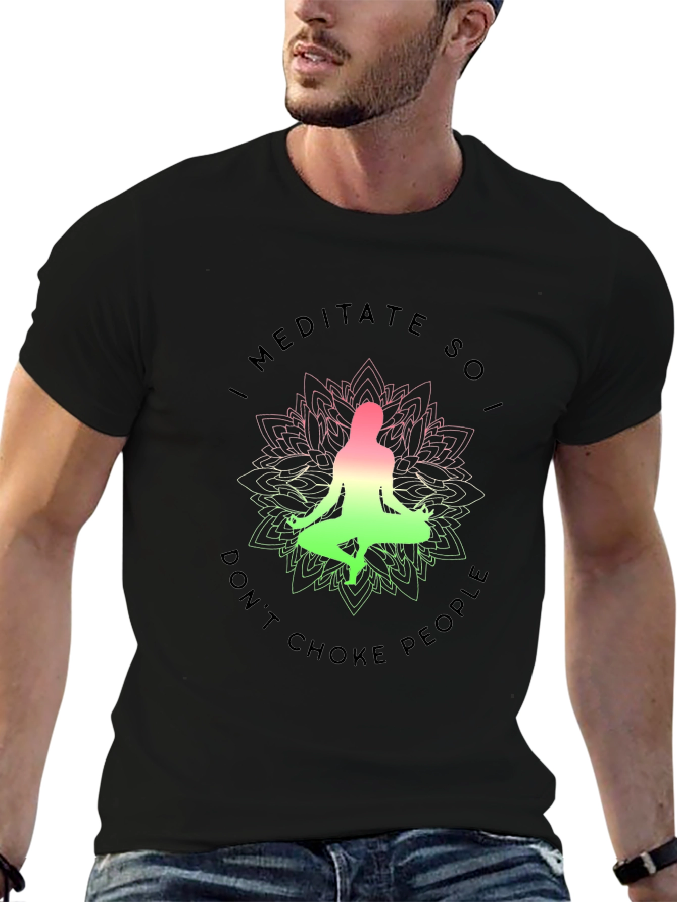 Black Meditate So I Don't Choke People Graphic Tee view 6
