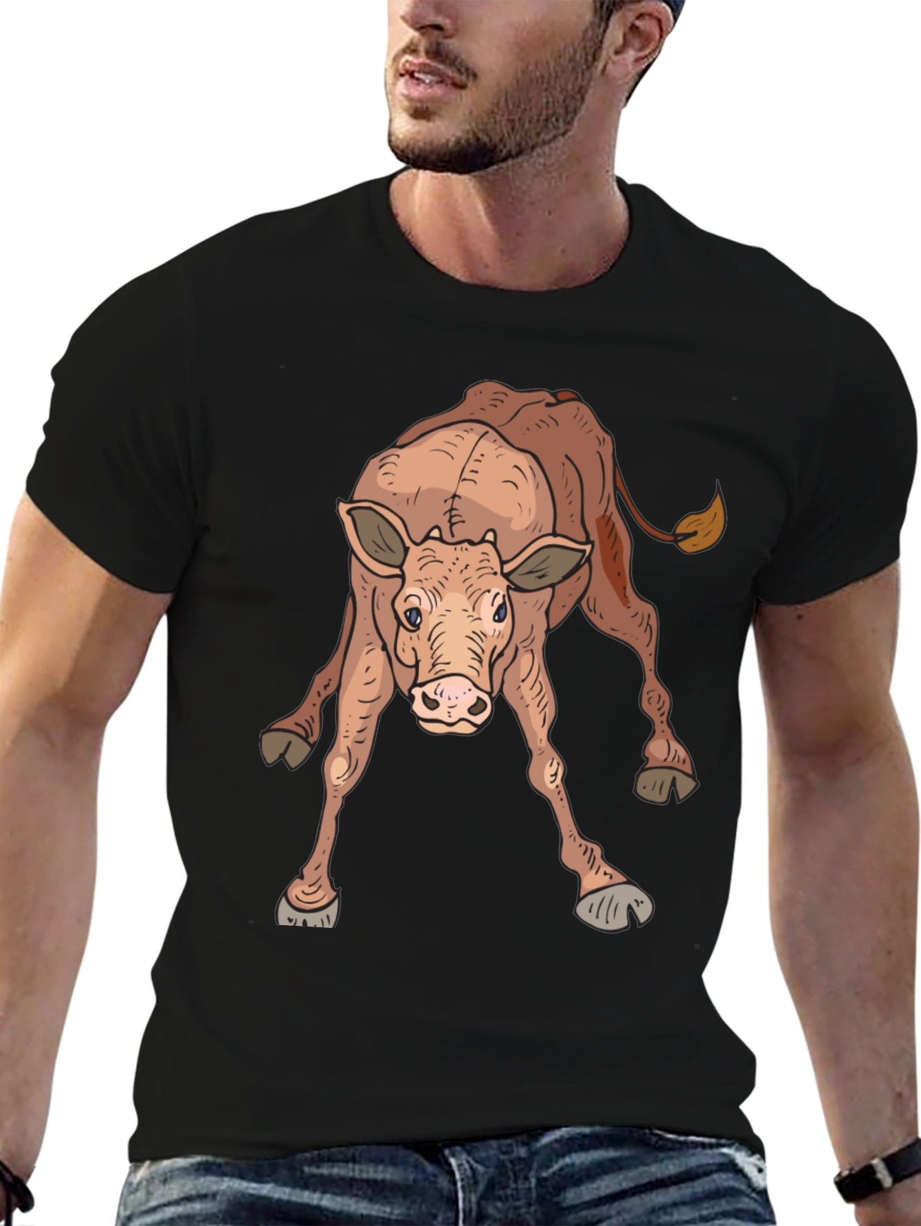 Black Cow Graphic T-Shirt - Soft Cotton Blend Tee view 6