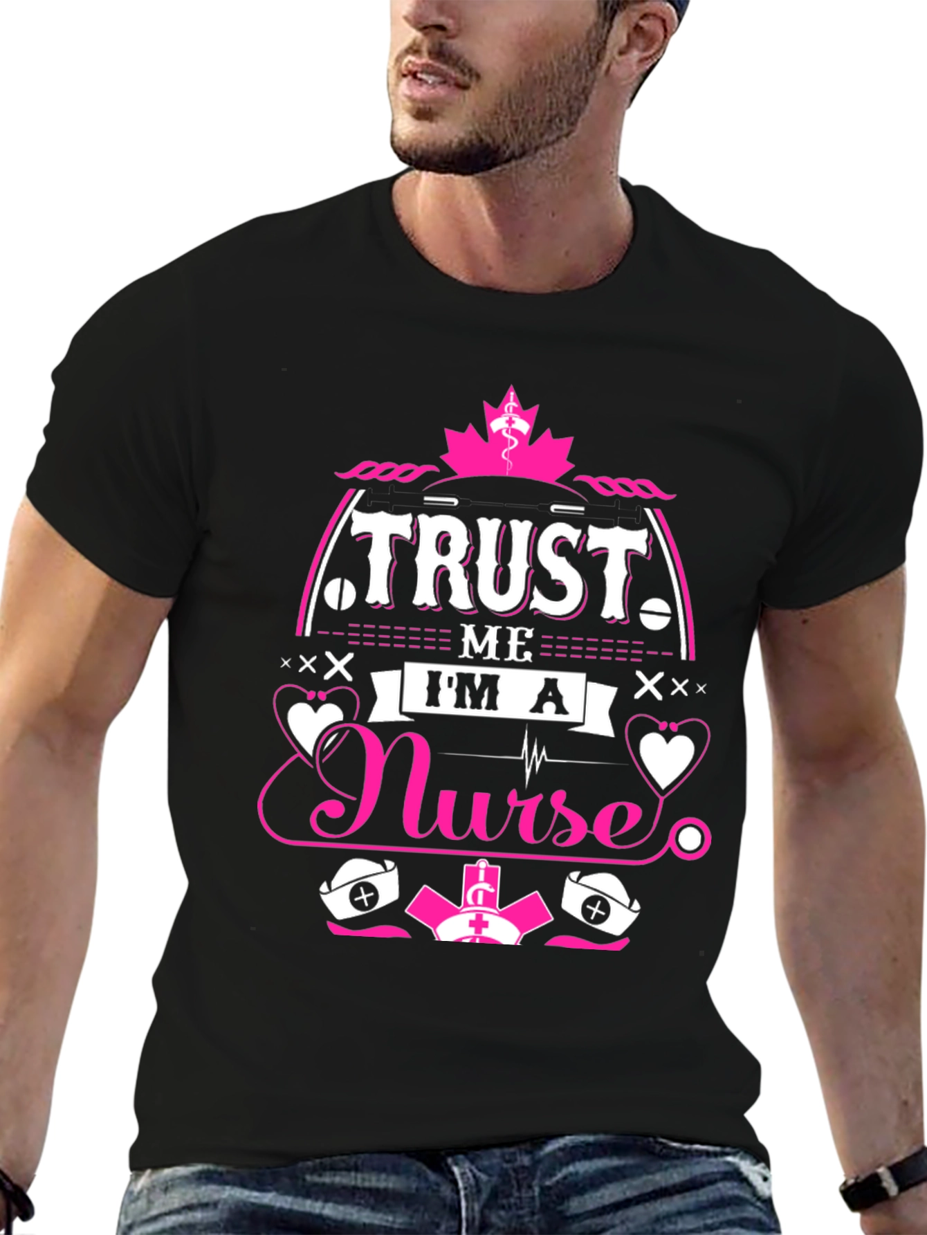 Black Trust Me I'm a Nurse T-Shirt, Funny Nurse Gift view 6