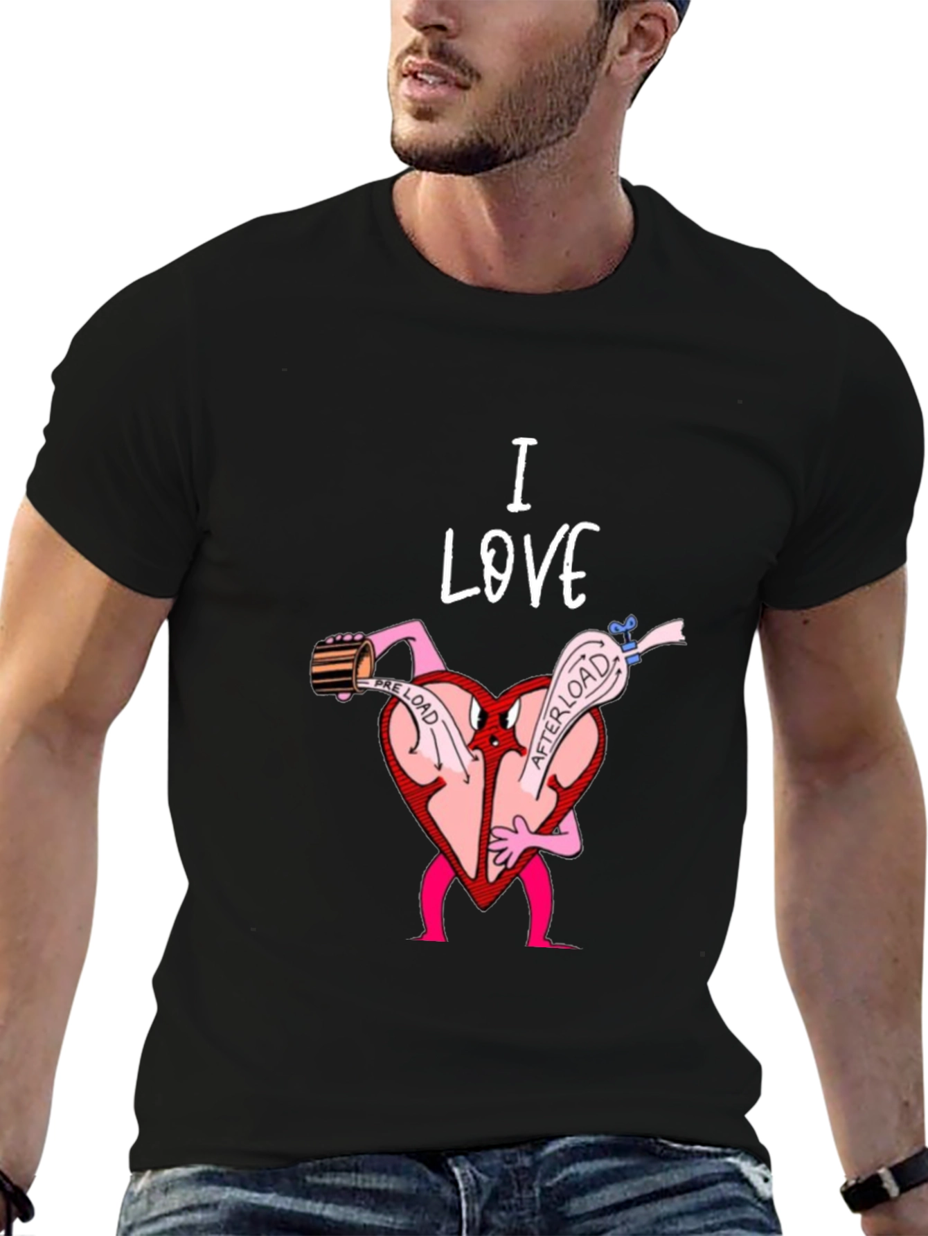 Black I Love Heart Preload T-Shirt view 6