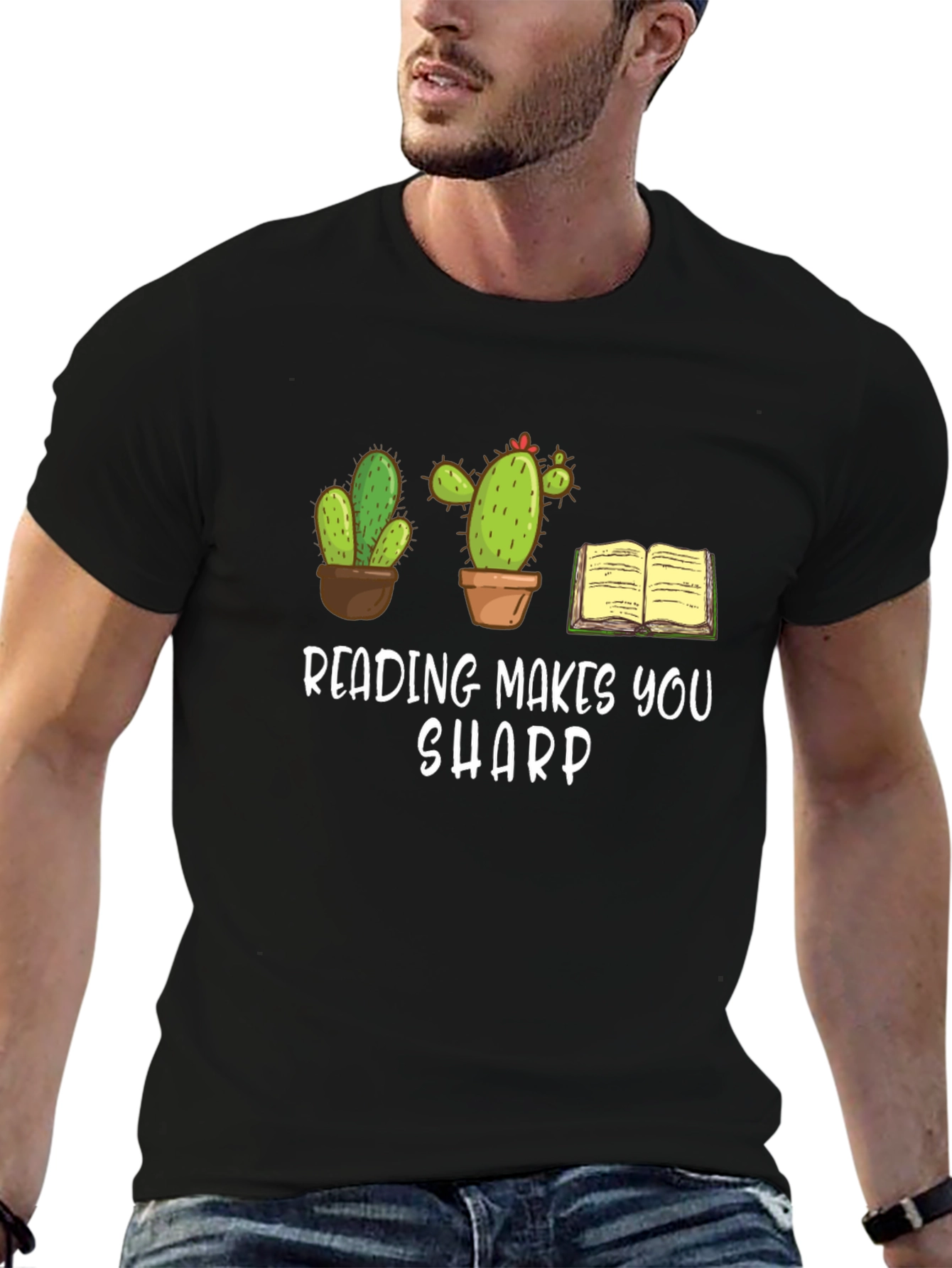 Black Reading Makes You Sharp Graphic Tee view 6