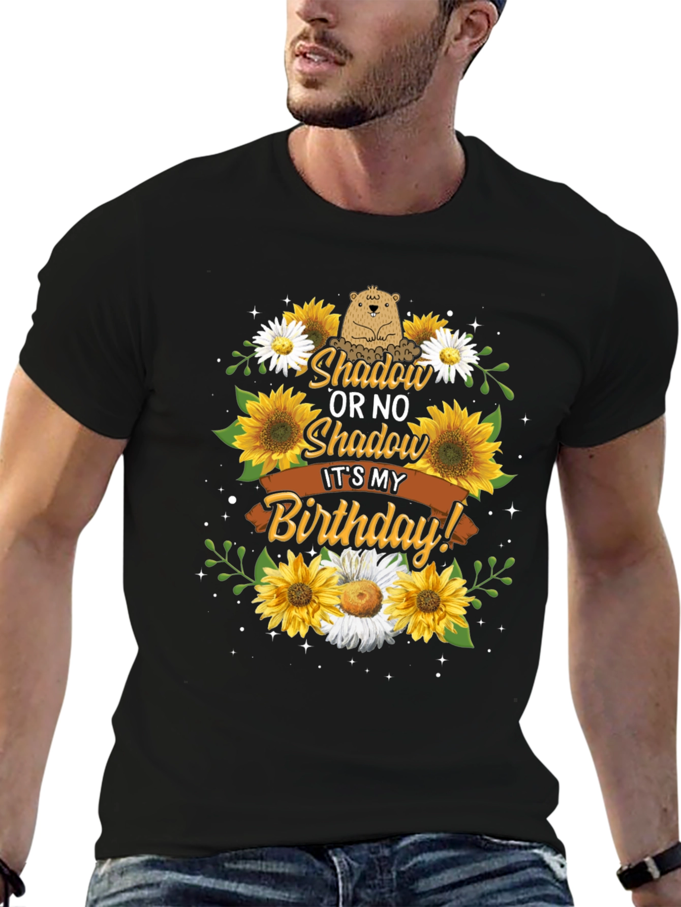 Black Shadow Or No Shadow It's My Birthday T-Shirt view 6