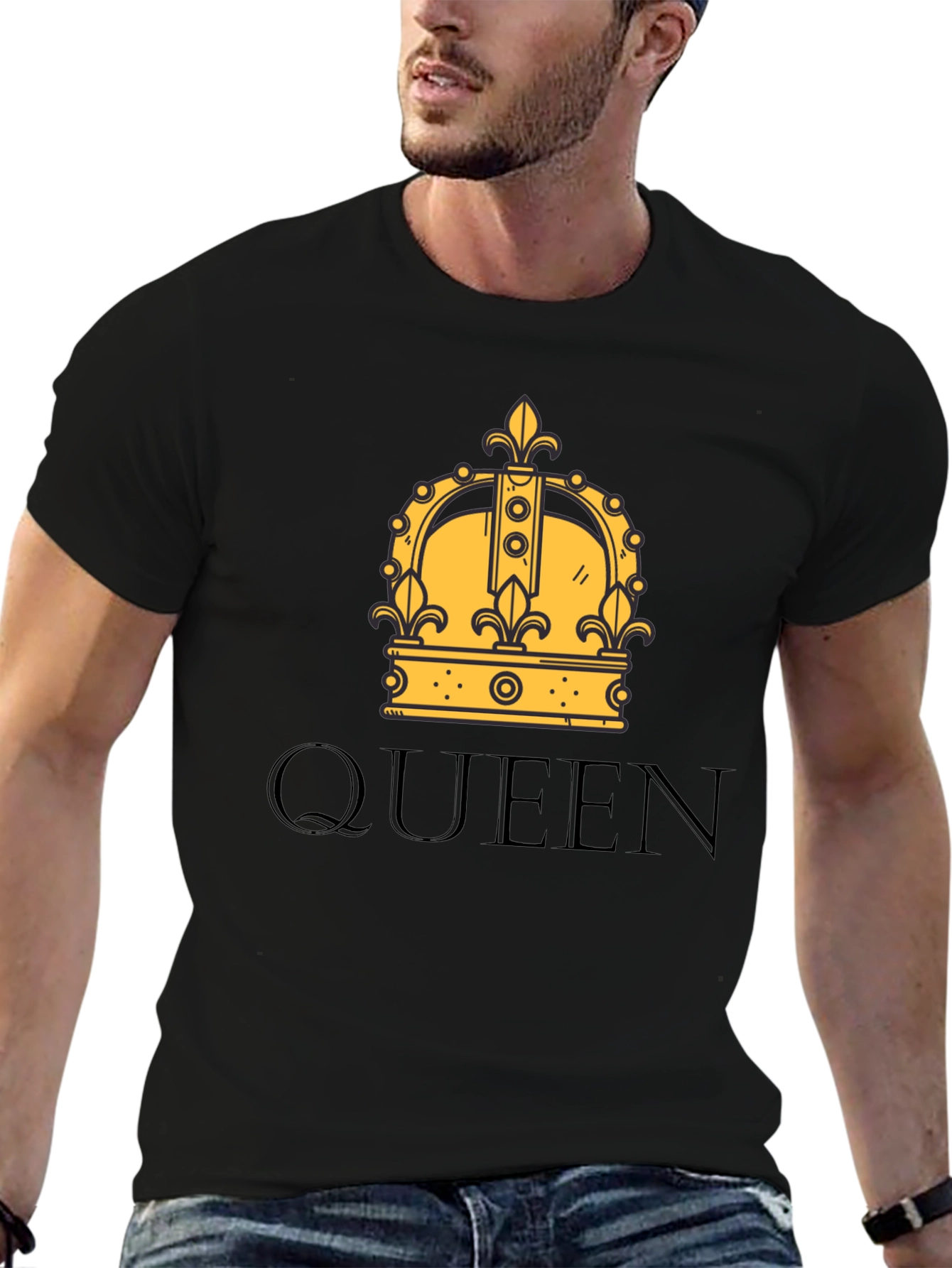 Black Queen Crown Graphic Print Black T-Shirt view 6