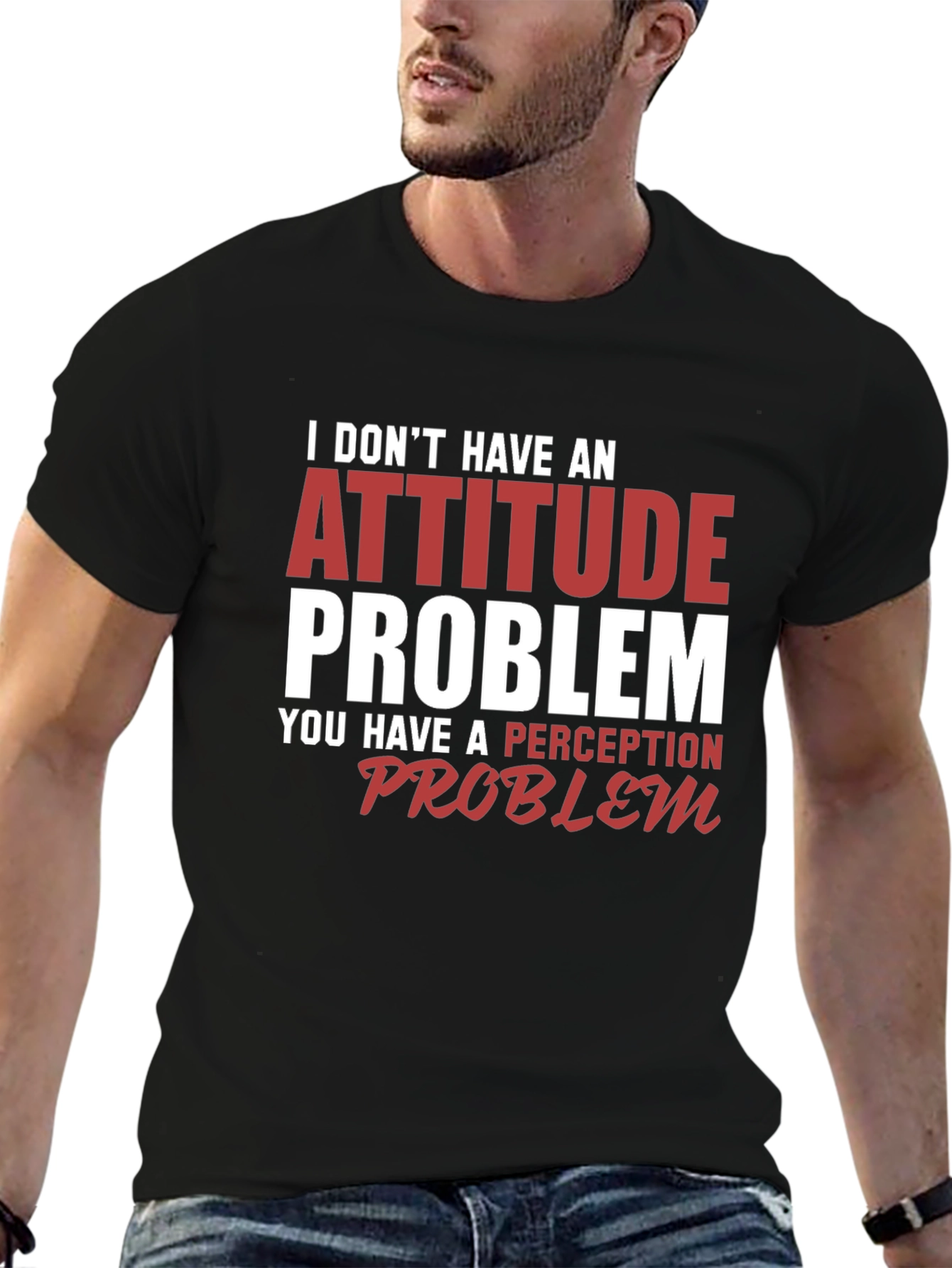 Black Attitude Problem Graphic Tee - Sarcastic Statement T-Shirt view 6