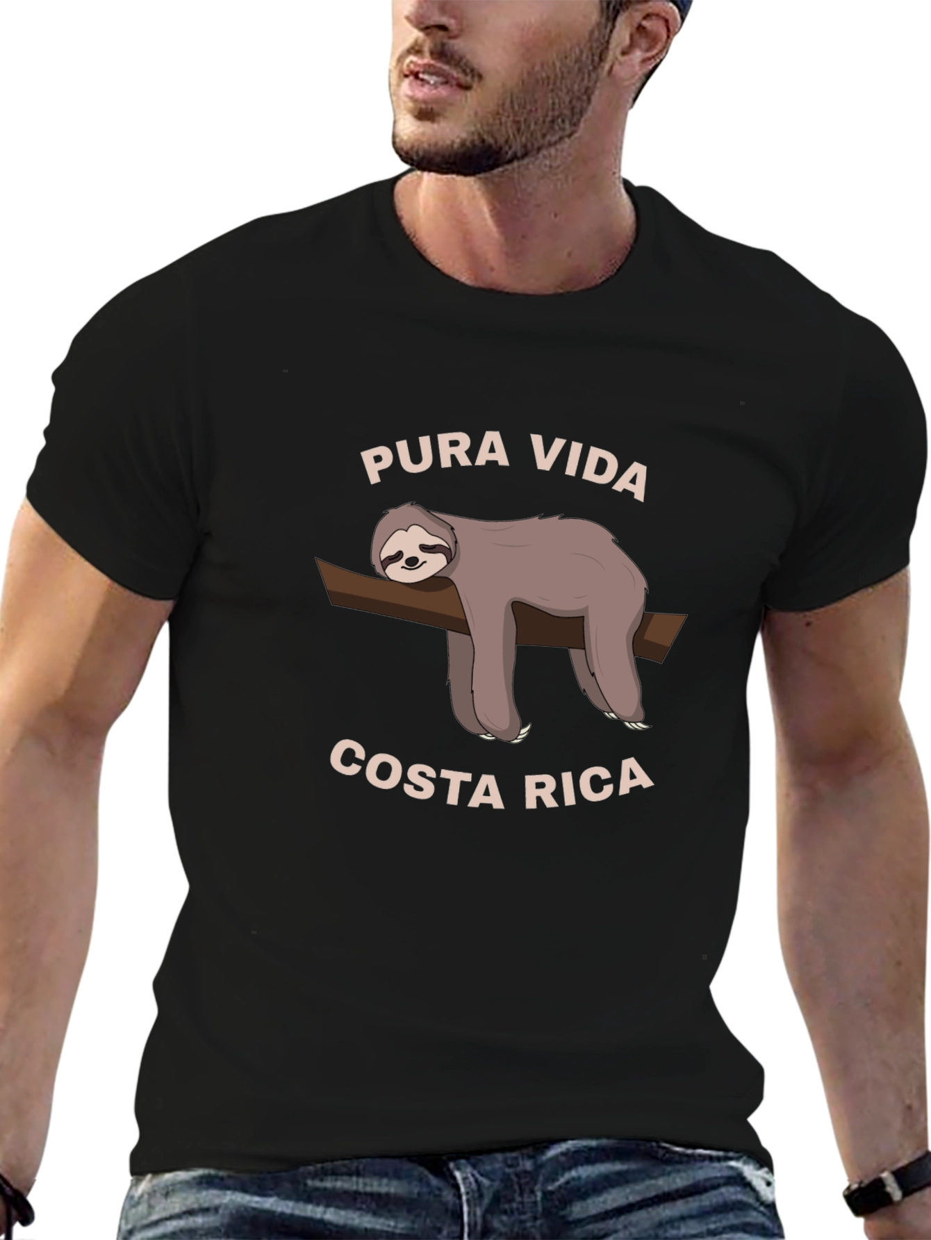Black Pura Vida Costa Rica Sloth Graphic T-Shirt view 6
