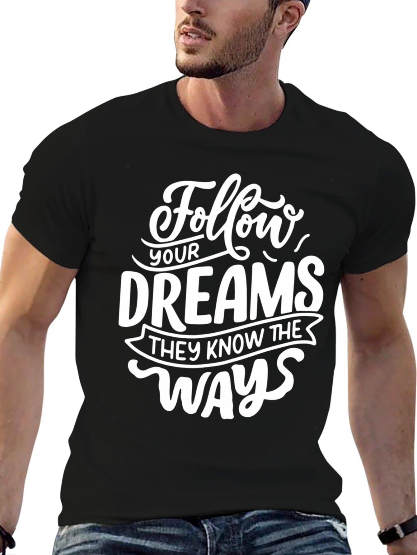 Black Follow Your Dreams Graphic Tee - Black view 6