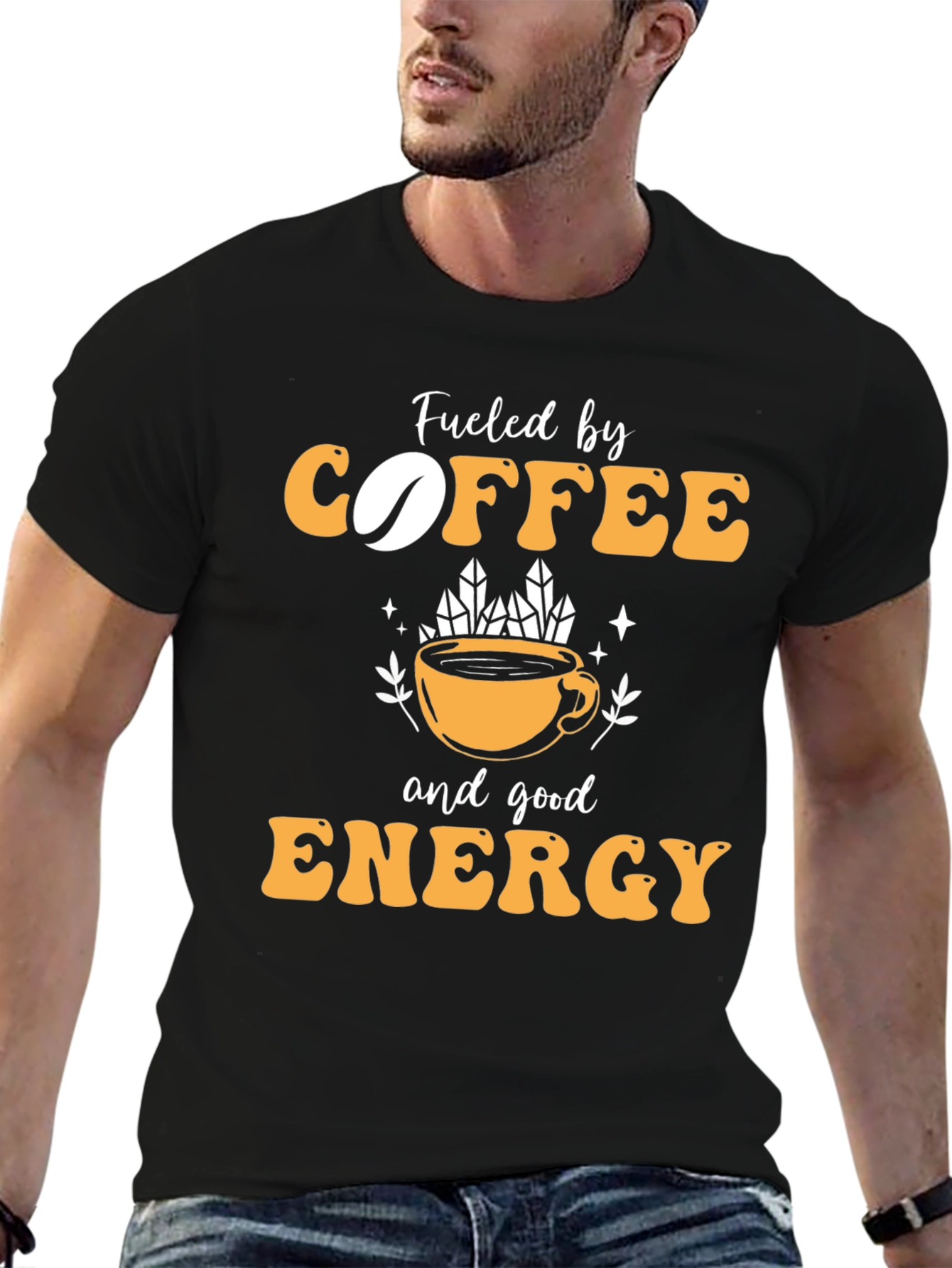 Black Fueled by Coffee and Good Energy T-Shirt view 6