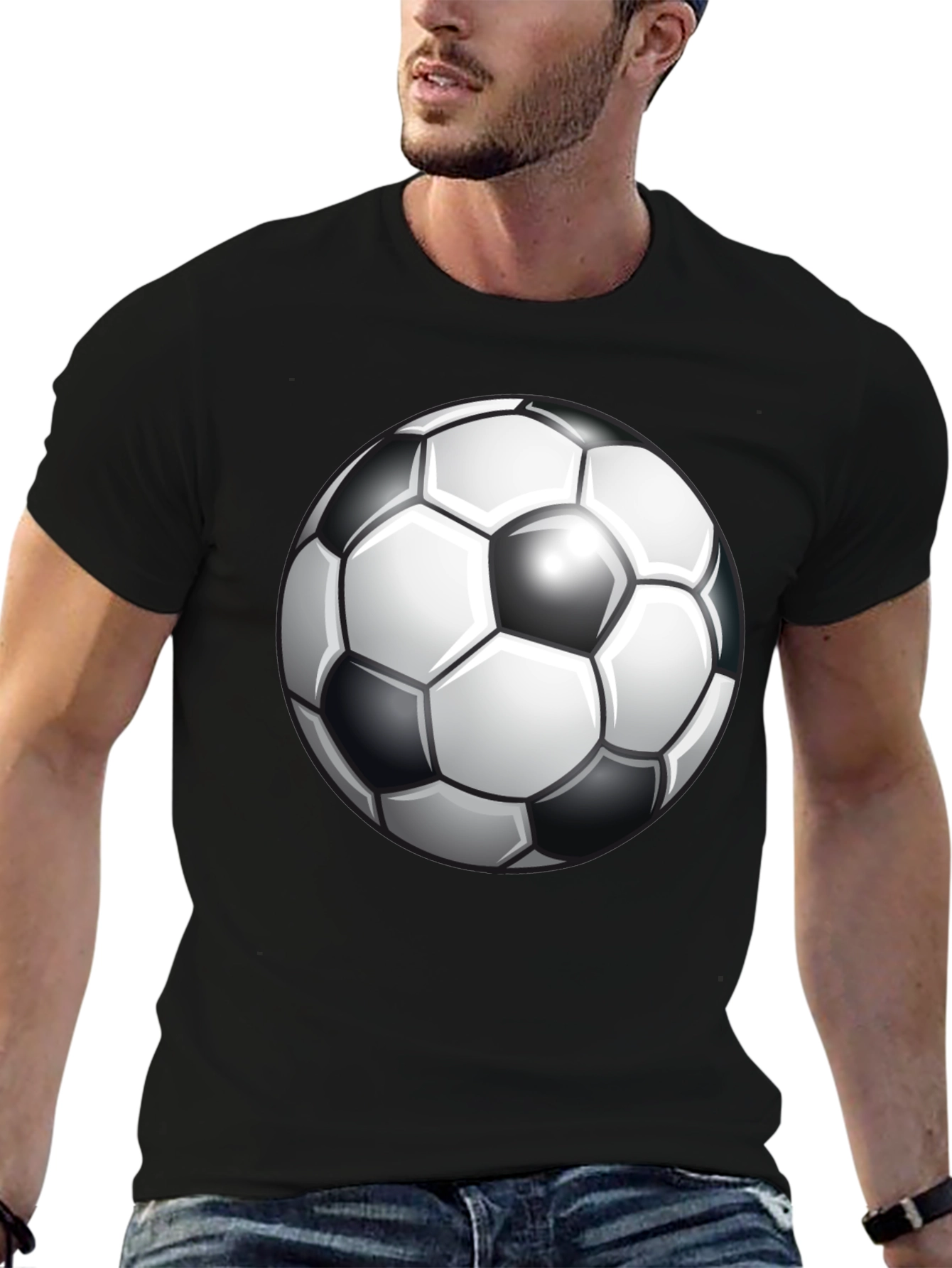 Black Soccer Ball Graphic Tee - Classic Design view 6