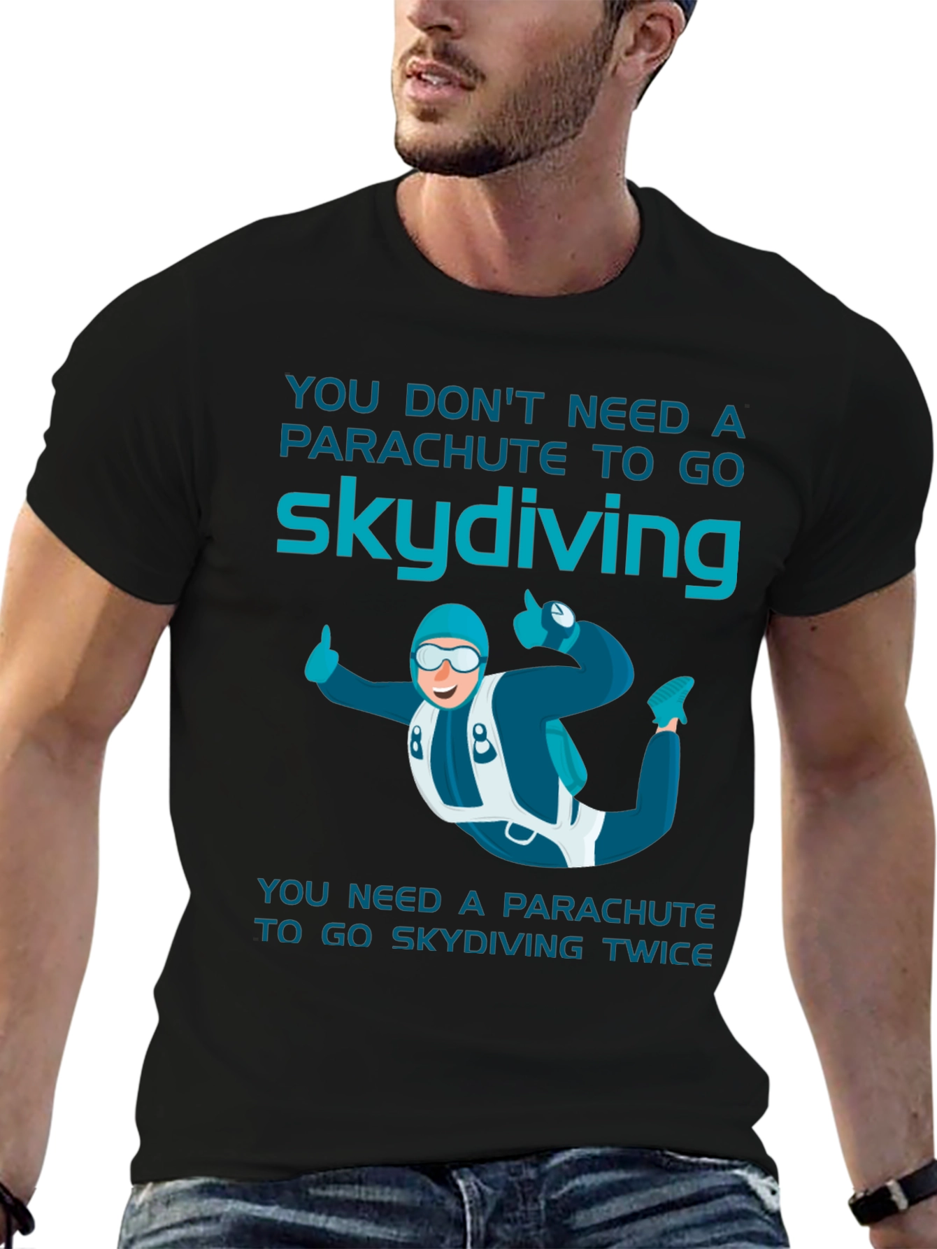 Black Skydiving T-Shirt: Parachute Humor Tee view 6