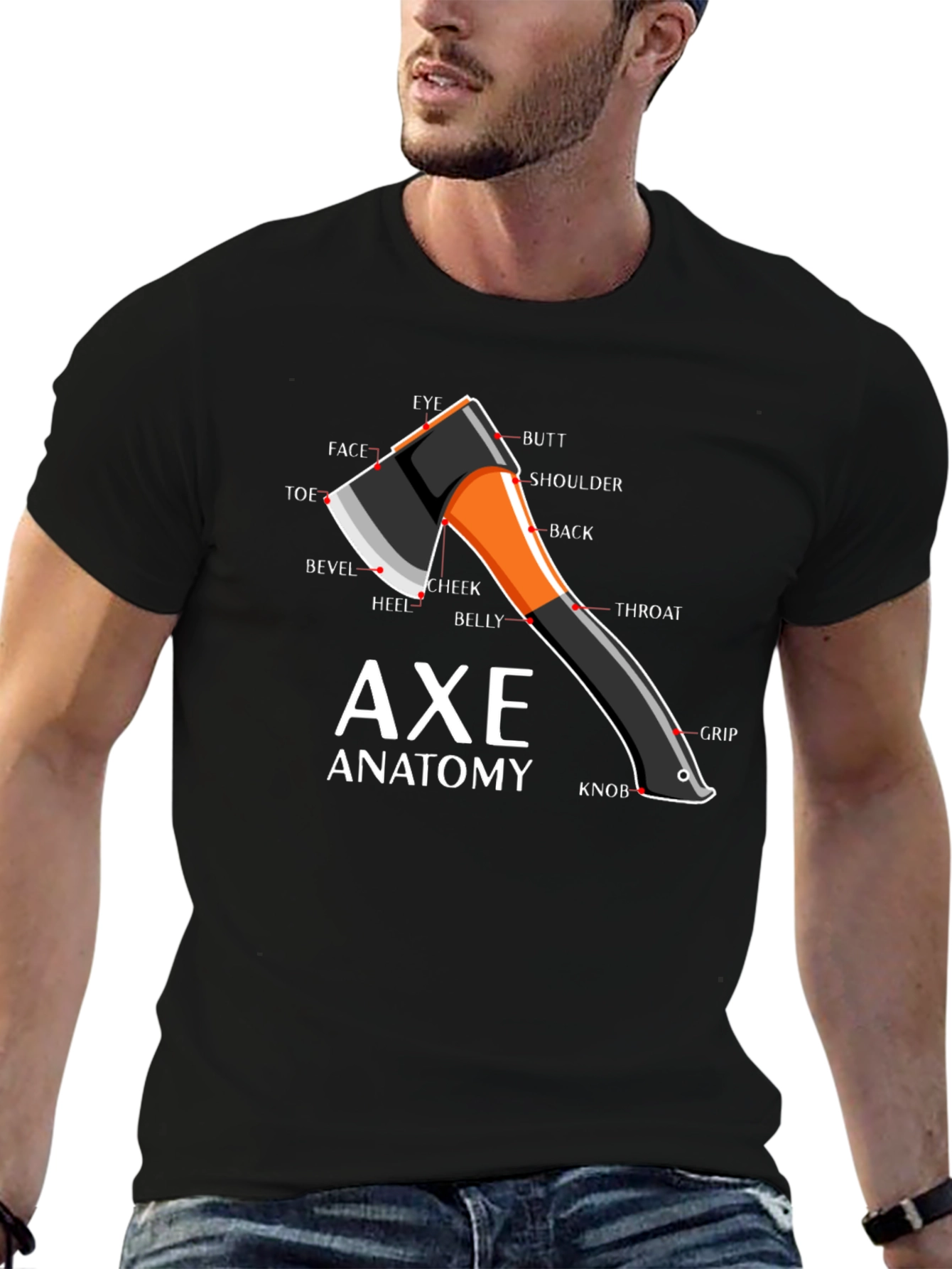 Black Axe Anatomy Diagram T-Shirt view 6