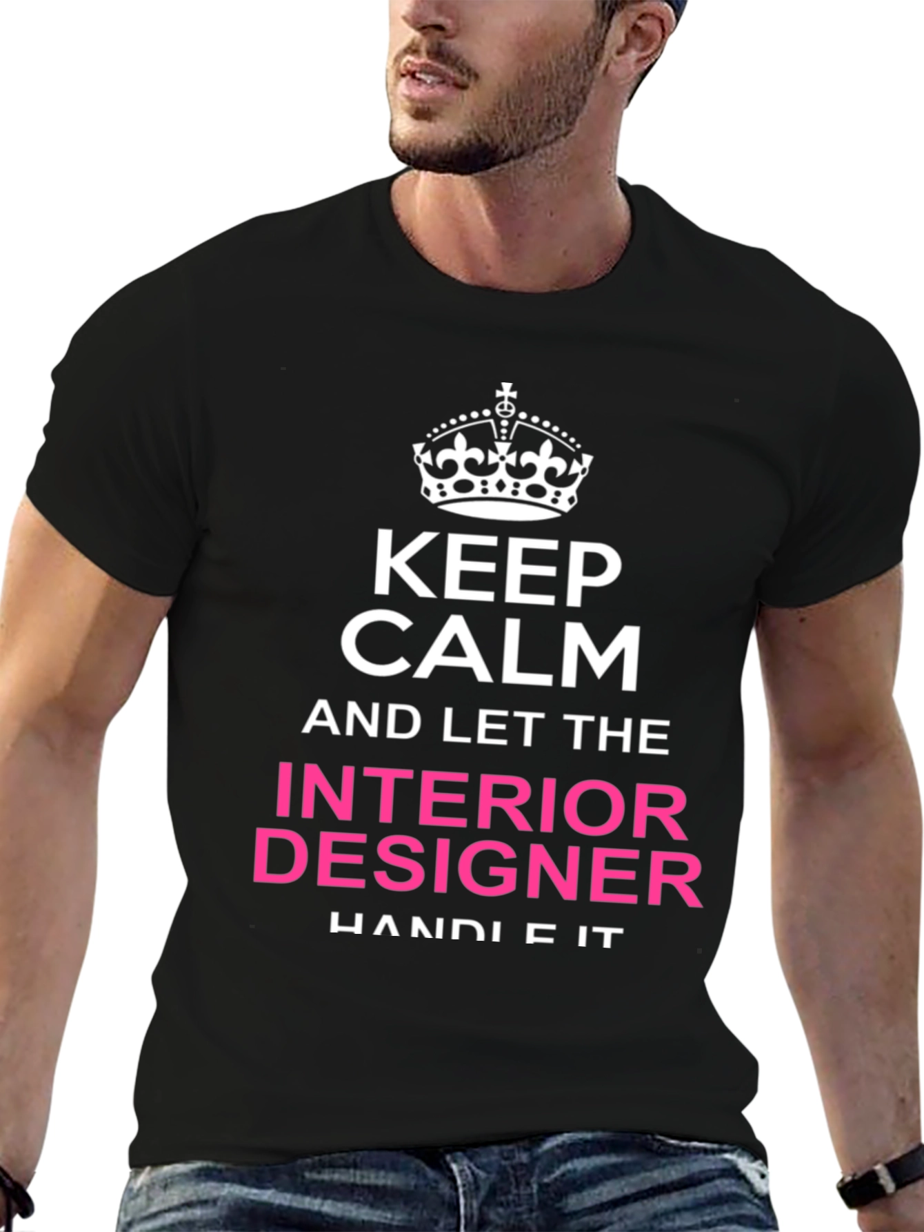 Black Keep Calm Interior Designer T-Shirt view 6