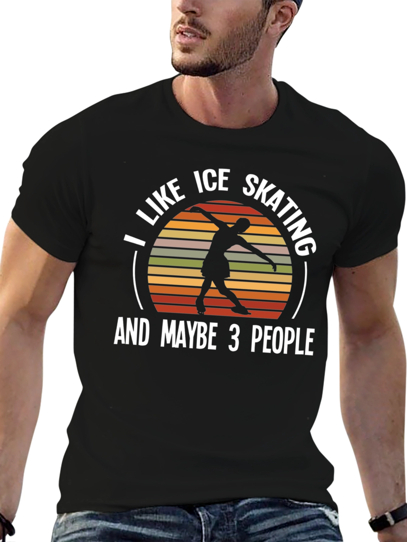 Black Ice Skating Lover T-Shirt - Funny Skater Tee view 6