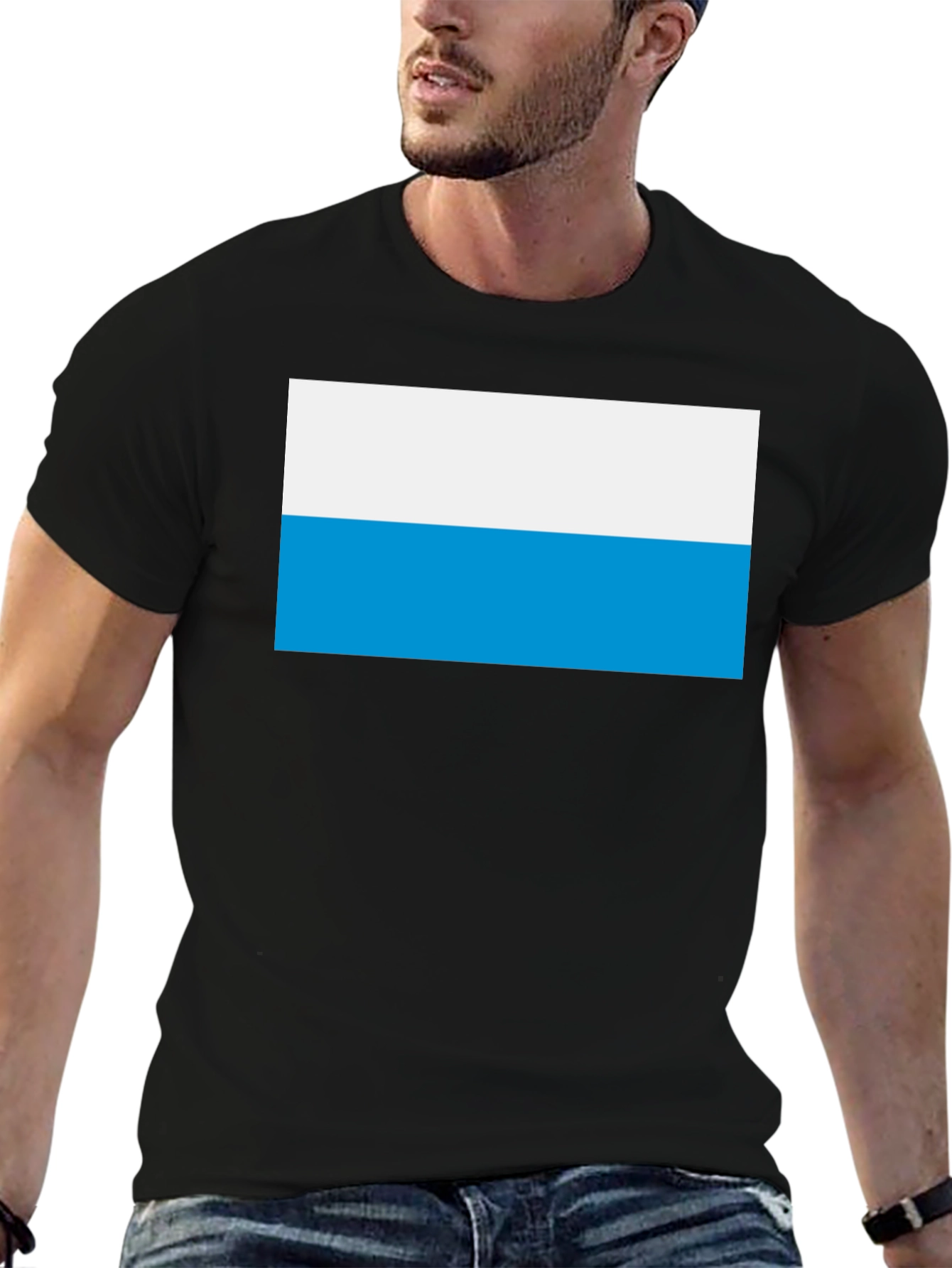 Black San Marino Flag T-Shirt - Black Cotton Tee view 6