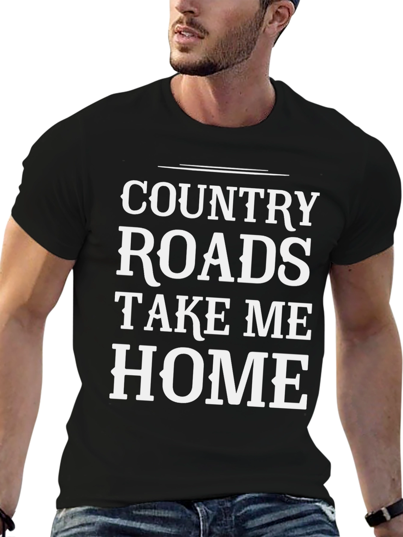 Country Roads Graphic Tee - Soft Cotton Black Shirt - 6