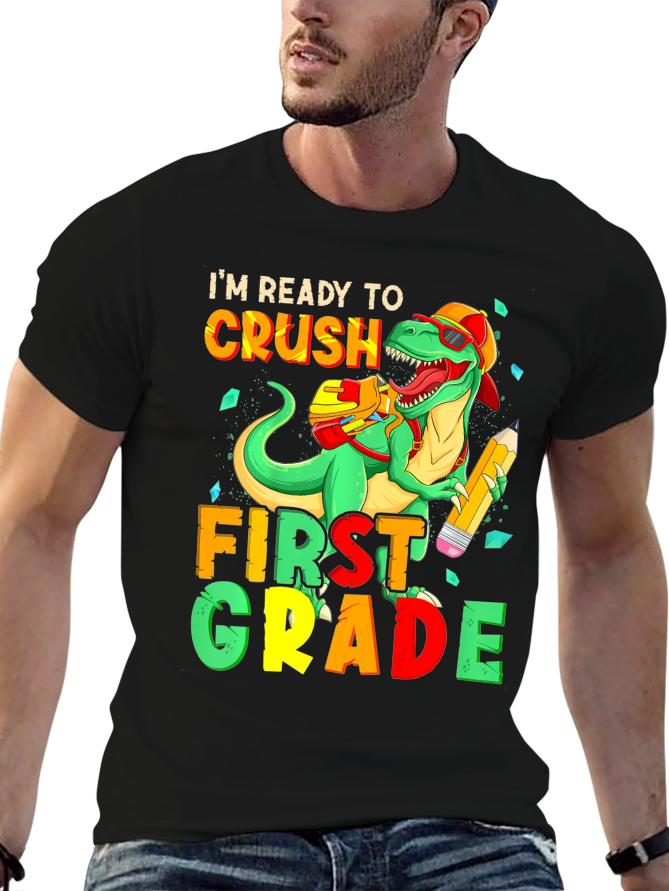 Ready to Crush First Grade T-Shirt - Dinosaur Back to School Tee - 6