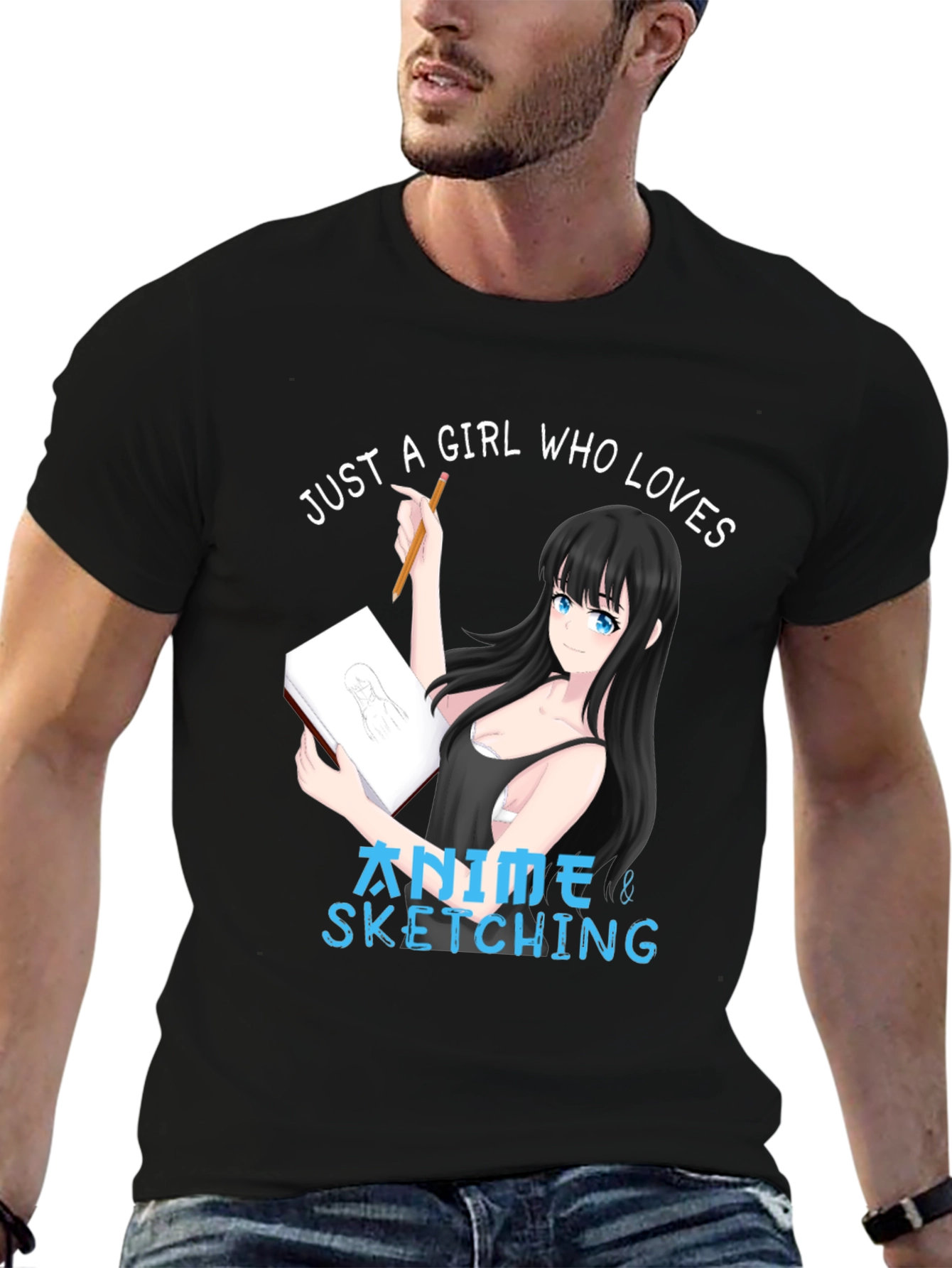 Black Anime & Sketching Girl's T-Shirt view 6