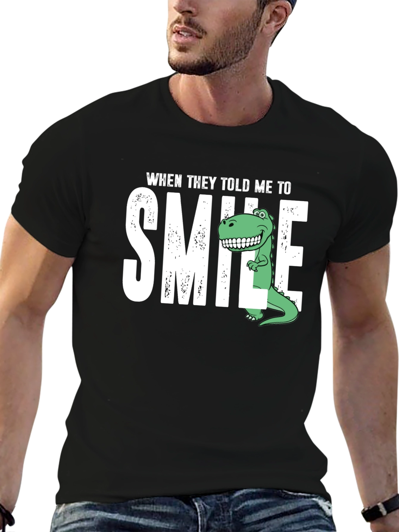 Black Smile Dinosaur Graphic T-Shirt view 6