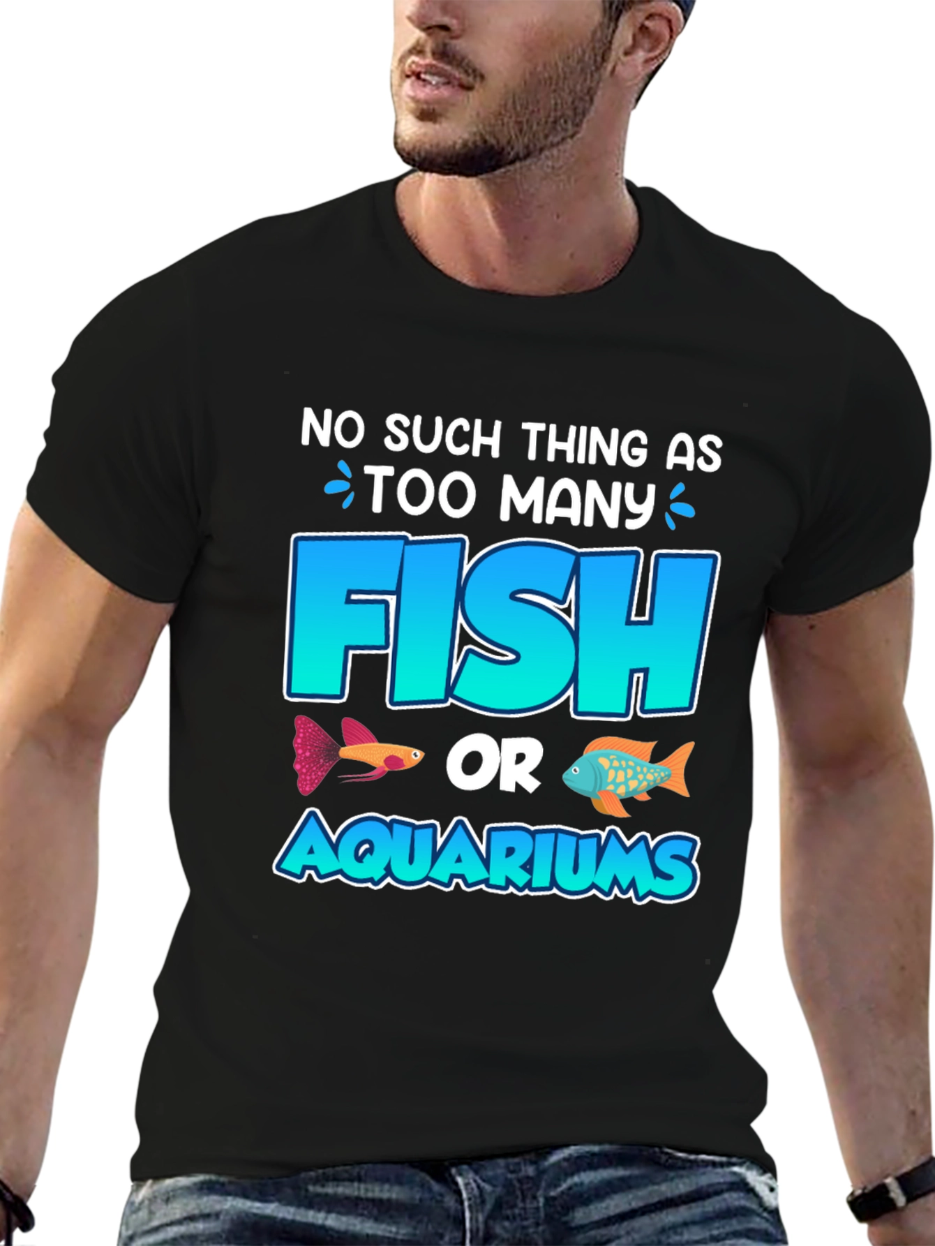Black Funny Fish & Aquarium T-Shirt view 6