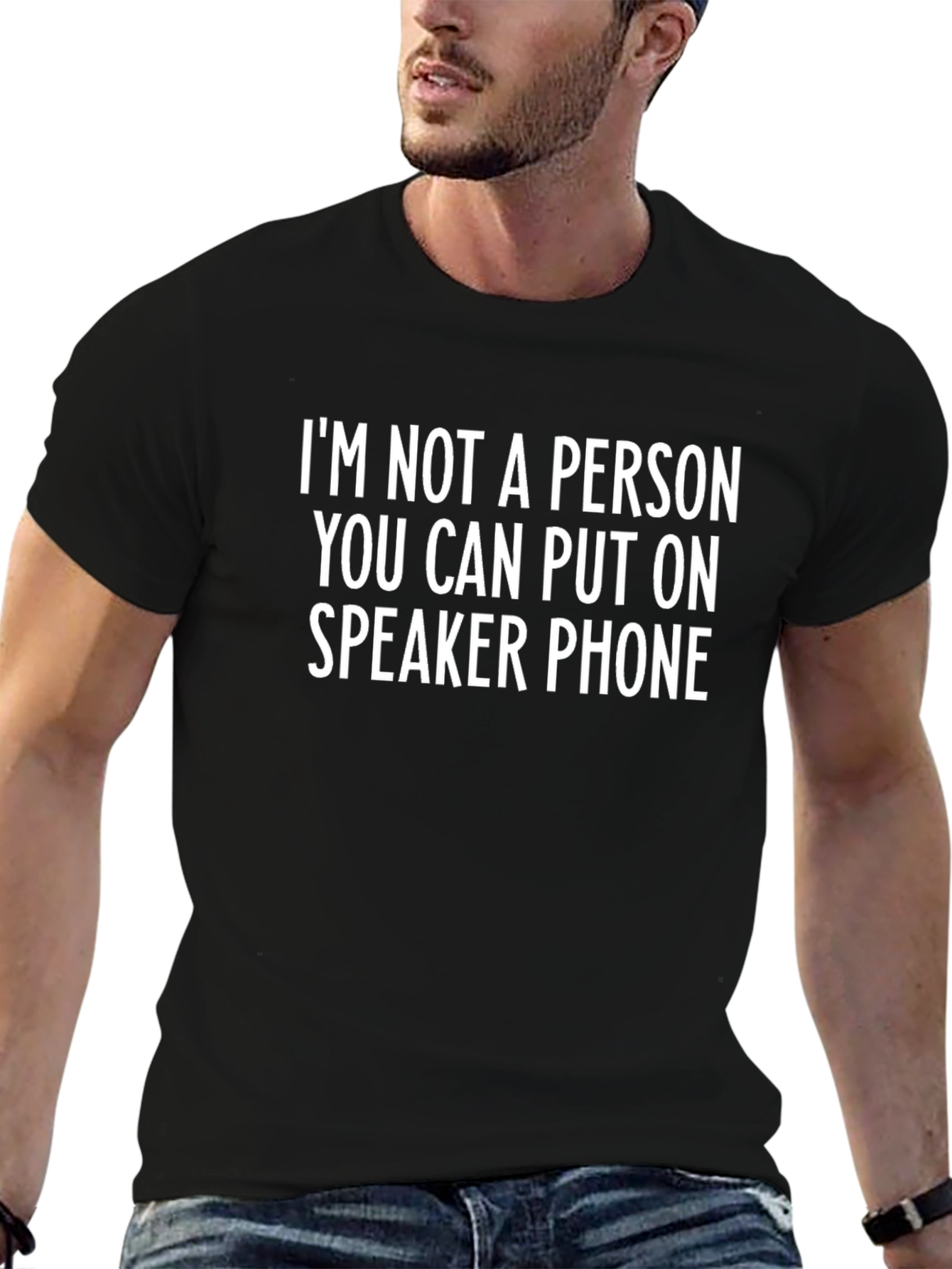 Black Speaker Phone T-Shirt - Funny Slogan Tee view 6