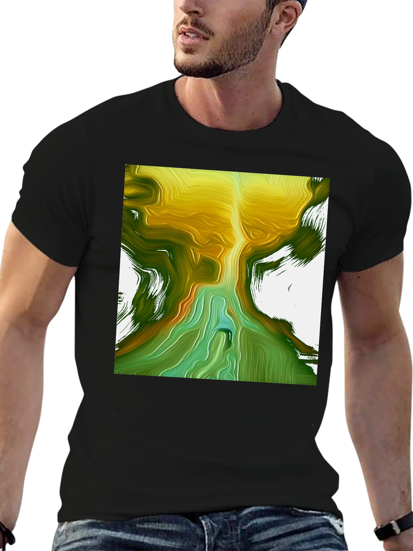 Black Abstract Art T-Shirt - Unique Design view 6