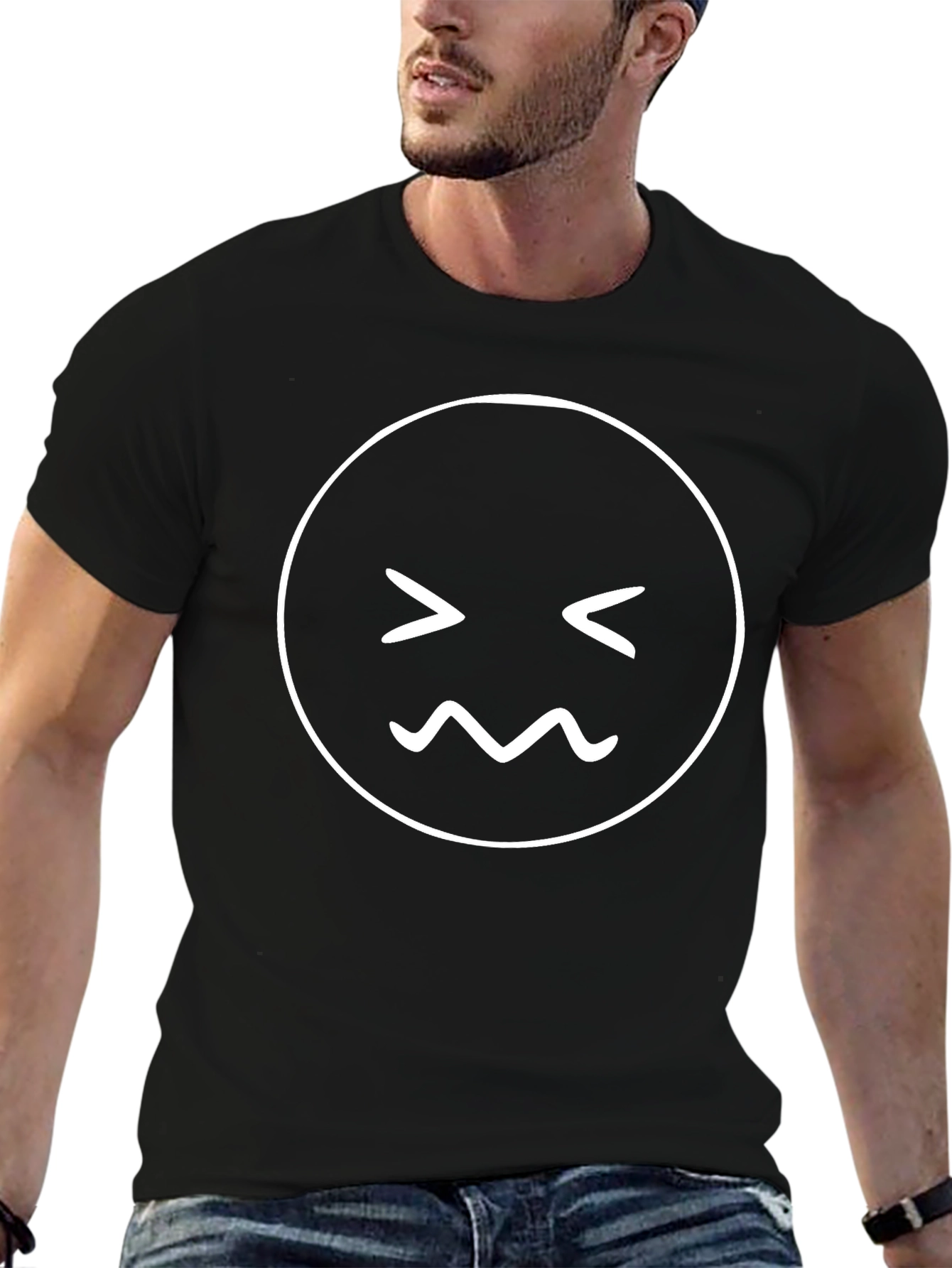 Black Expressive Emoji Graphic Tee - Black view 6