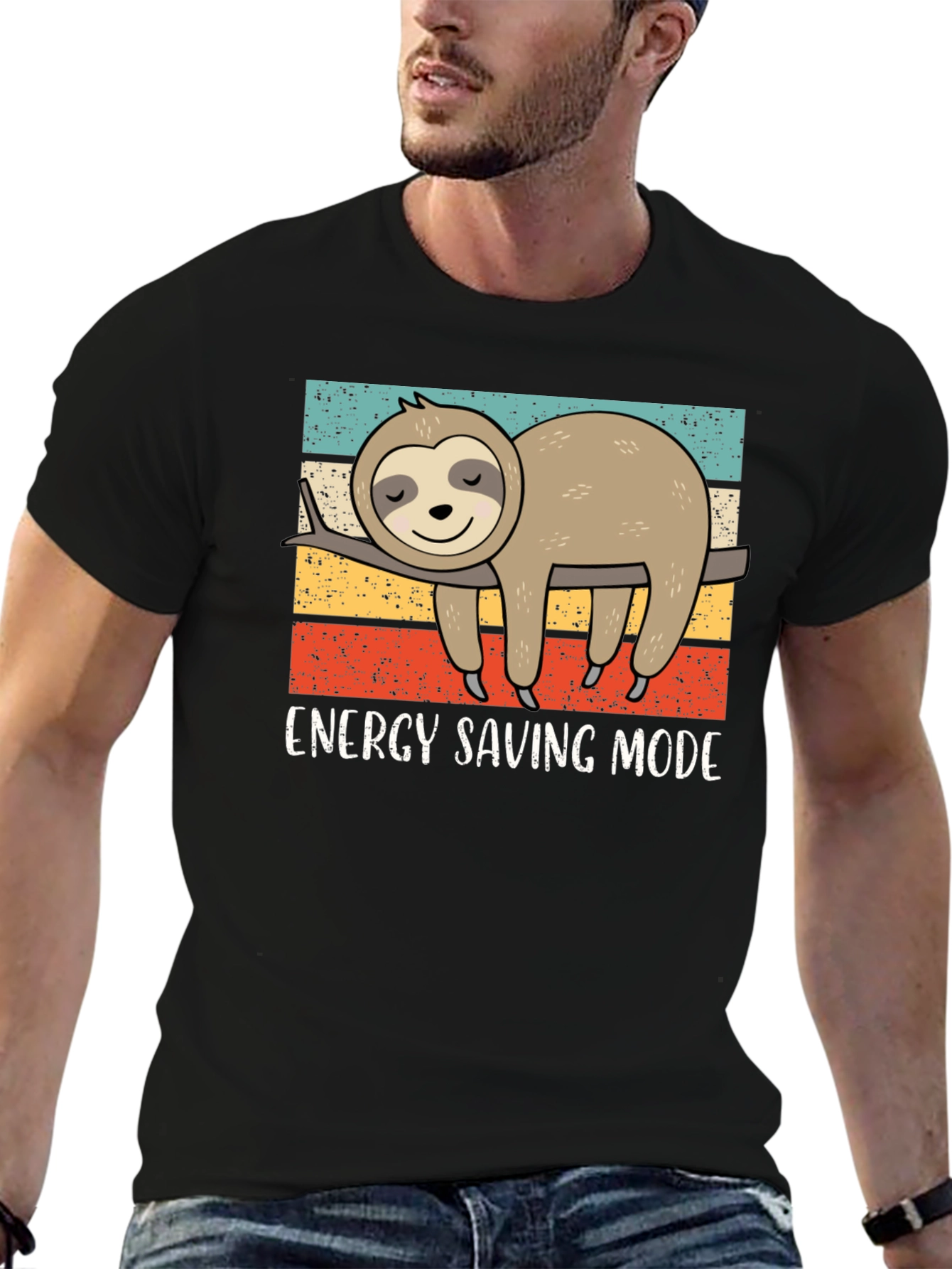 Black Energy Saving Sloth Graphic Tee view 6