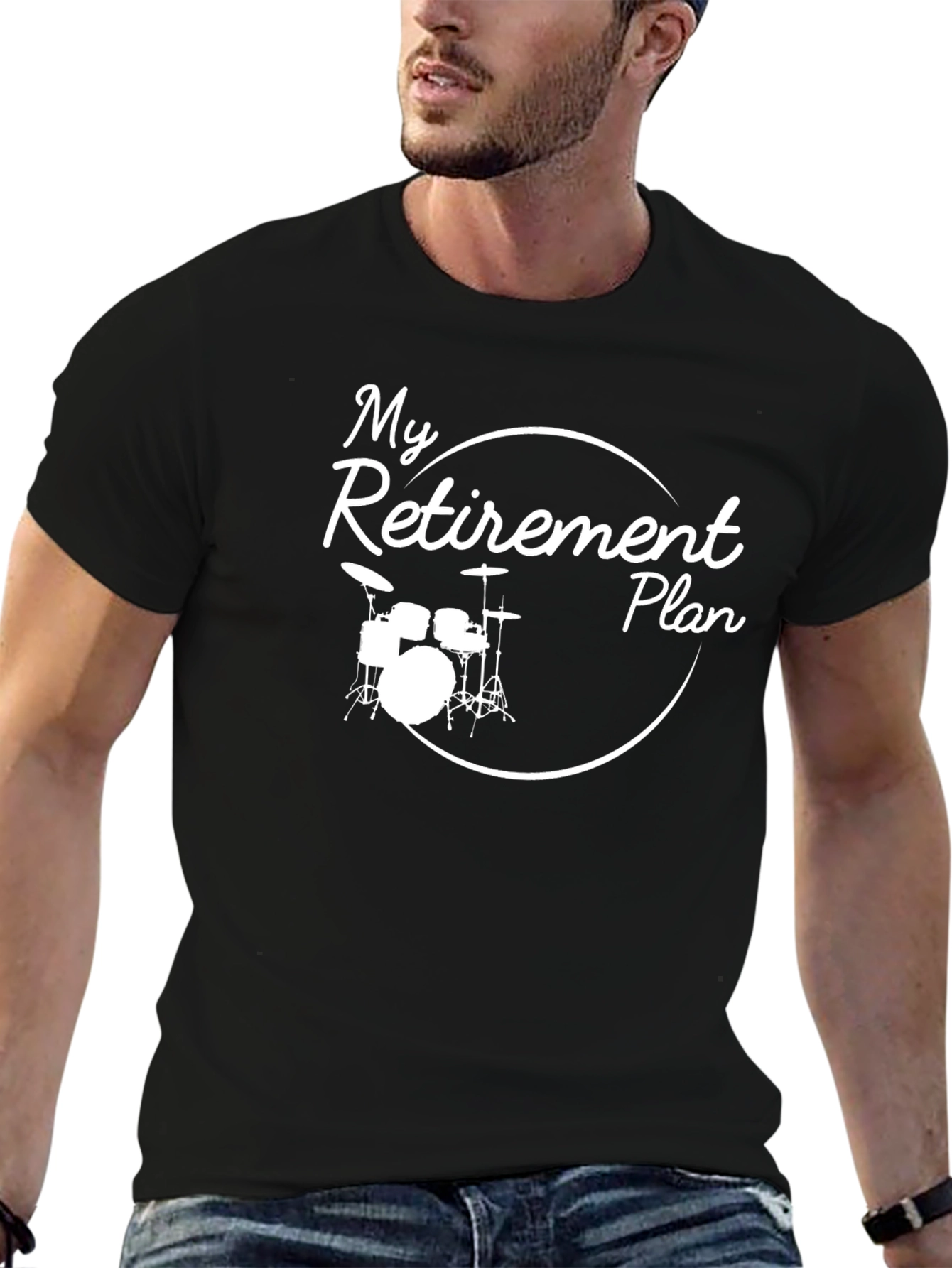 Black Drummer Retirement Plan T-Shirt view 6