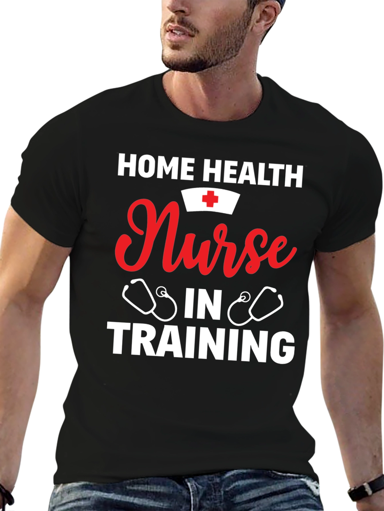 Black Home Health Nurse in Training Graphic T-Shirt view 6