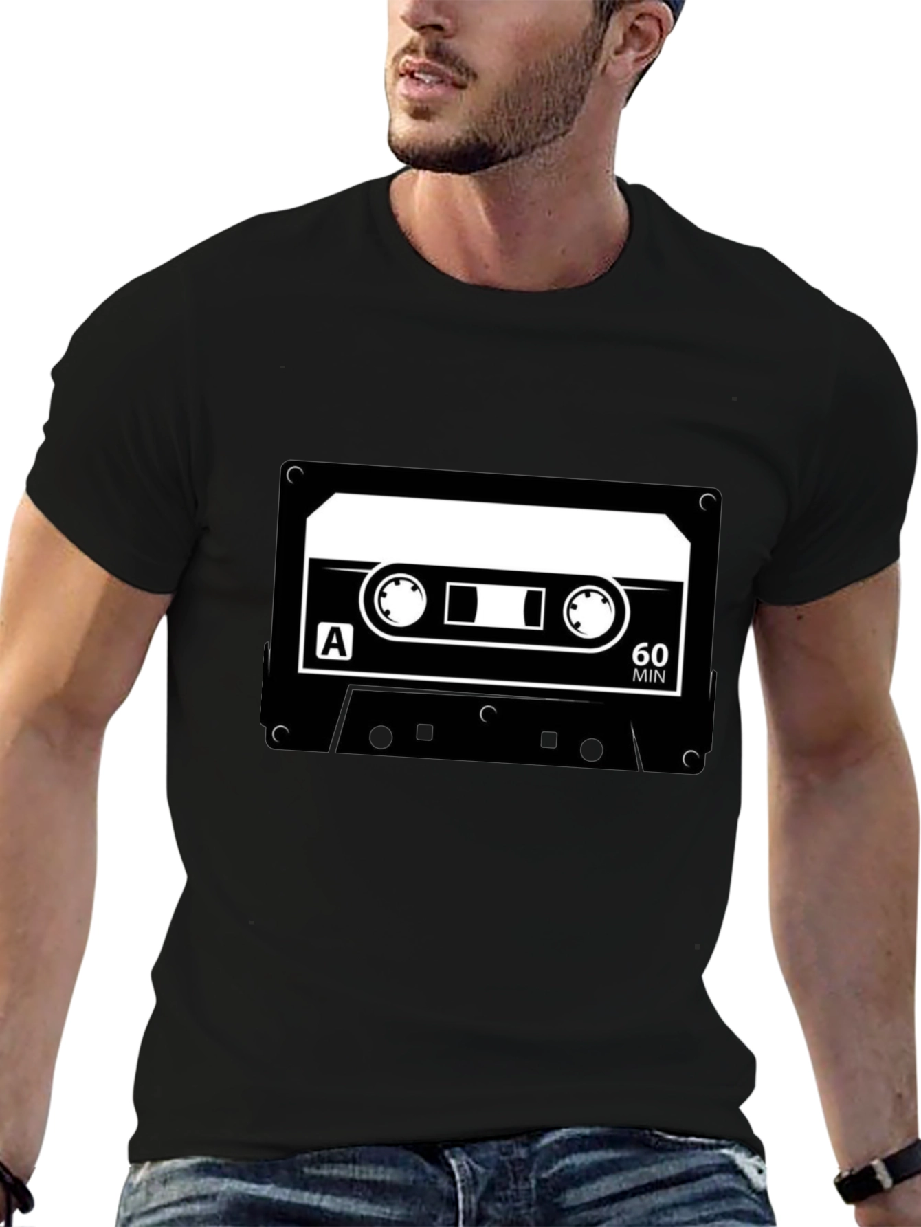 Black Retro Cassette Tape Graphic T-Shirt view 6