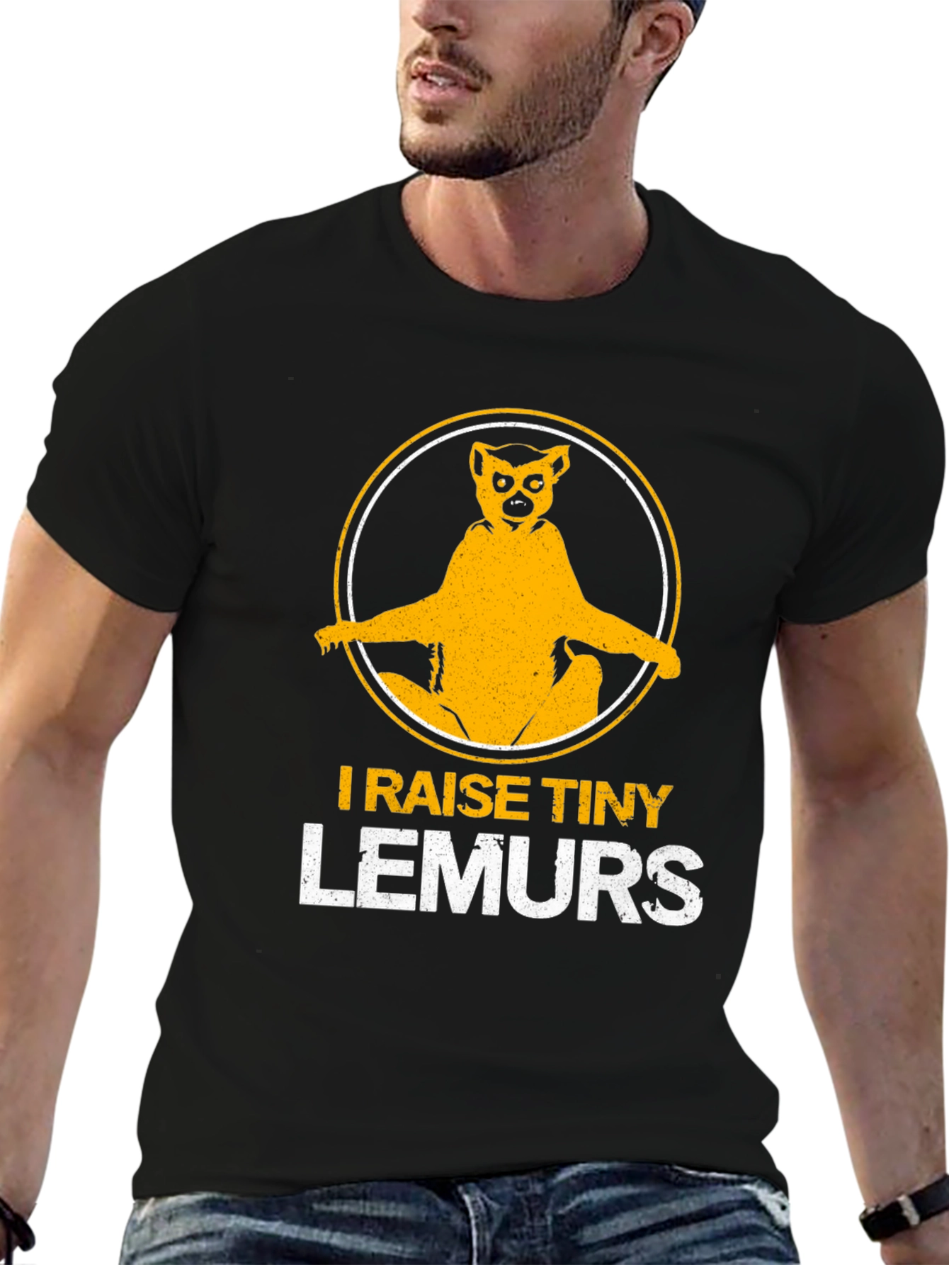 Black I Raise Tiny Lemurs T-Shirt - Funny Animal Lover Tee view 6