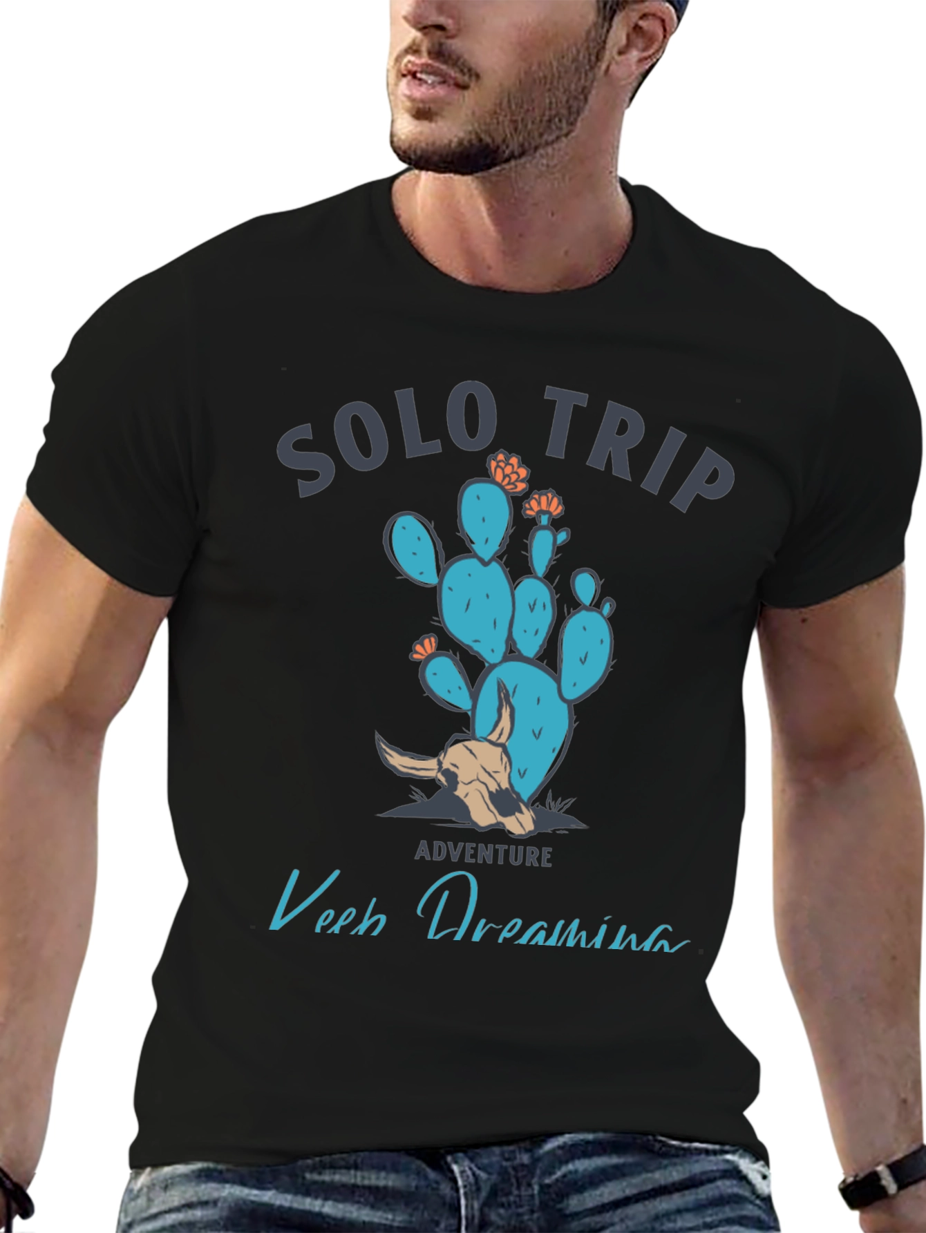 Black Solo Trip Cactus Graphic Tee view 6