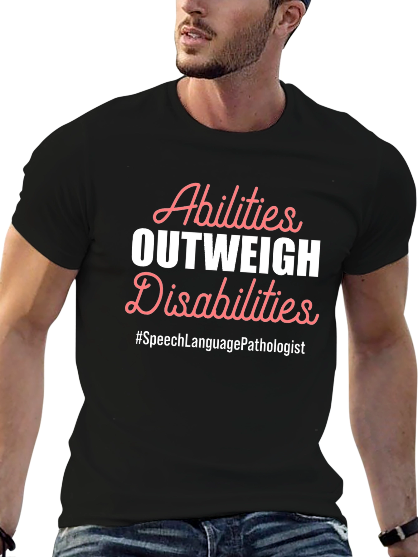Black Abilities Outweigh Disabilities Speech Language Pathologist T-Shirt view 6
