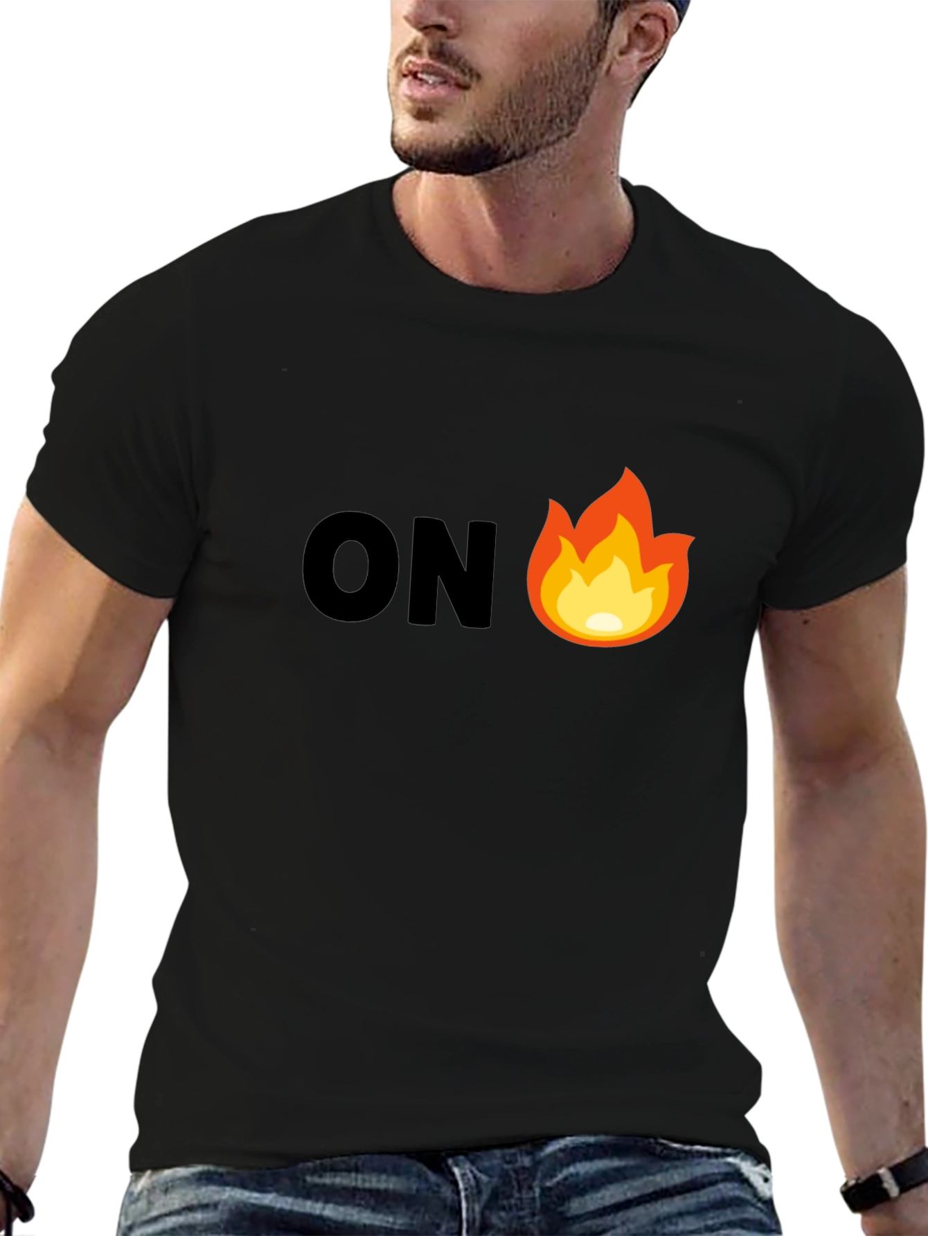Black On Fire Graphic Tee - Men's Black T-Shirt view 6