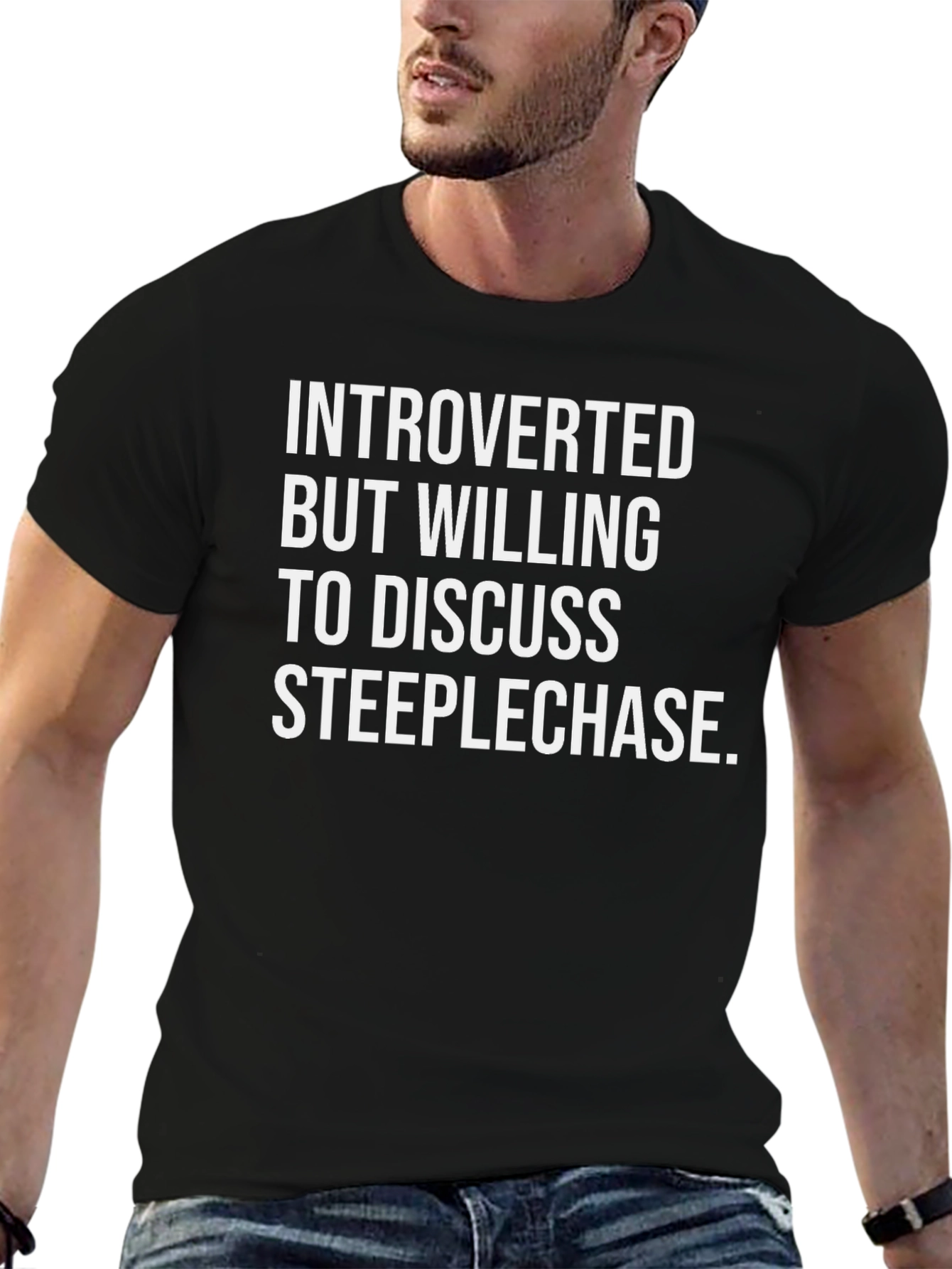Black Introverted Steeplechase T-Shirt - Black Cotton Tee view 6