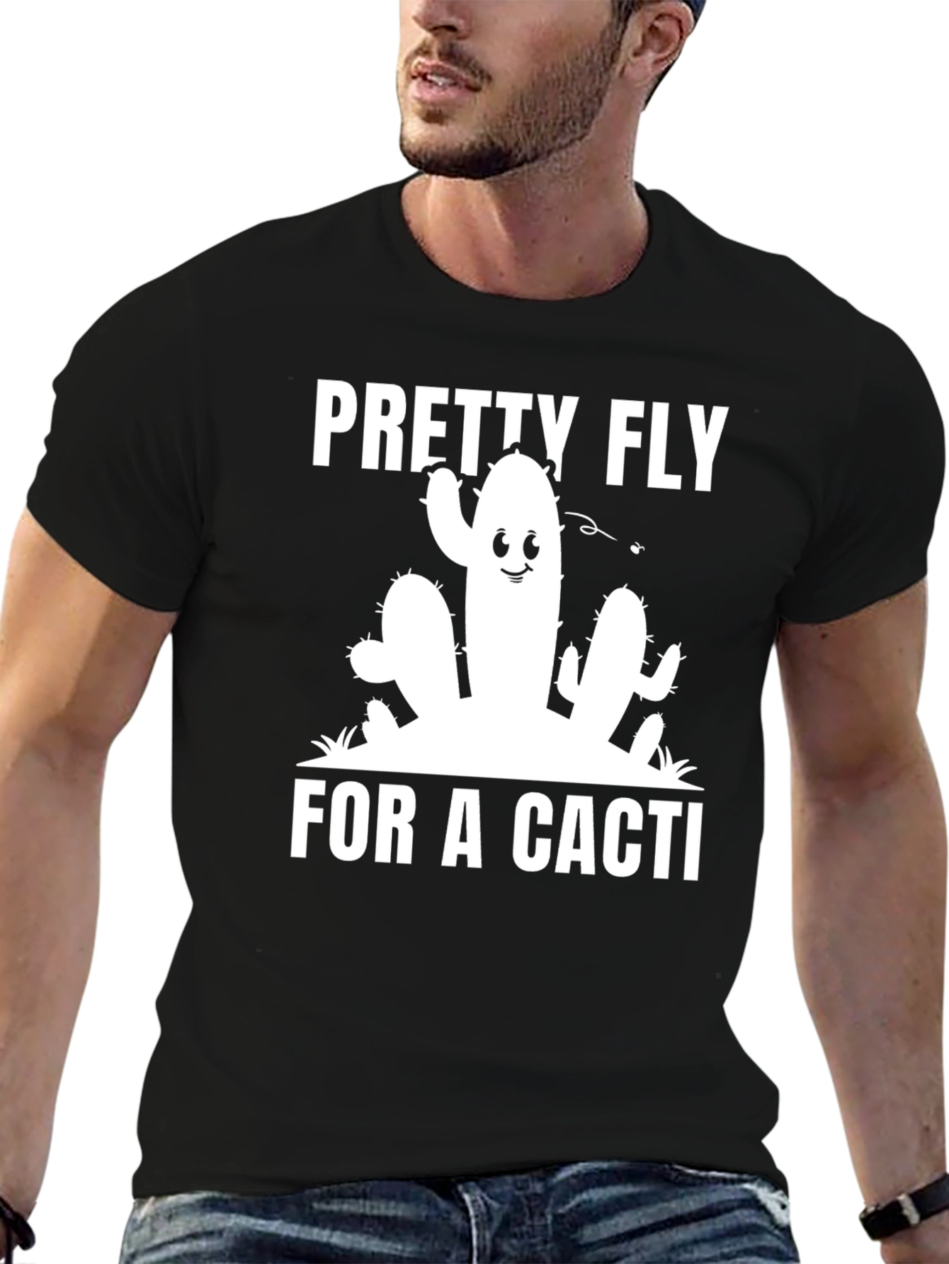 Black Funny Cacti Graphic T-Shirt - Pretty Fly Design view 6