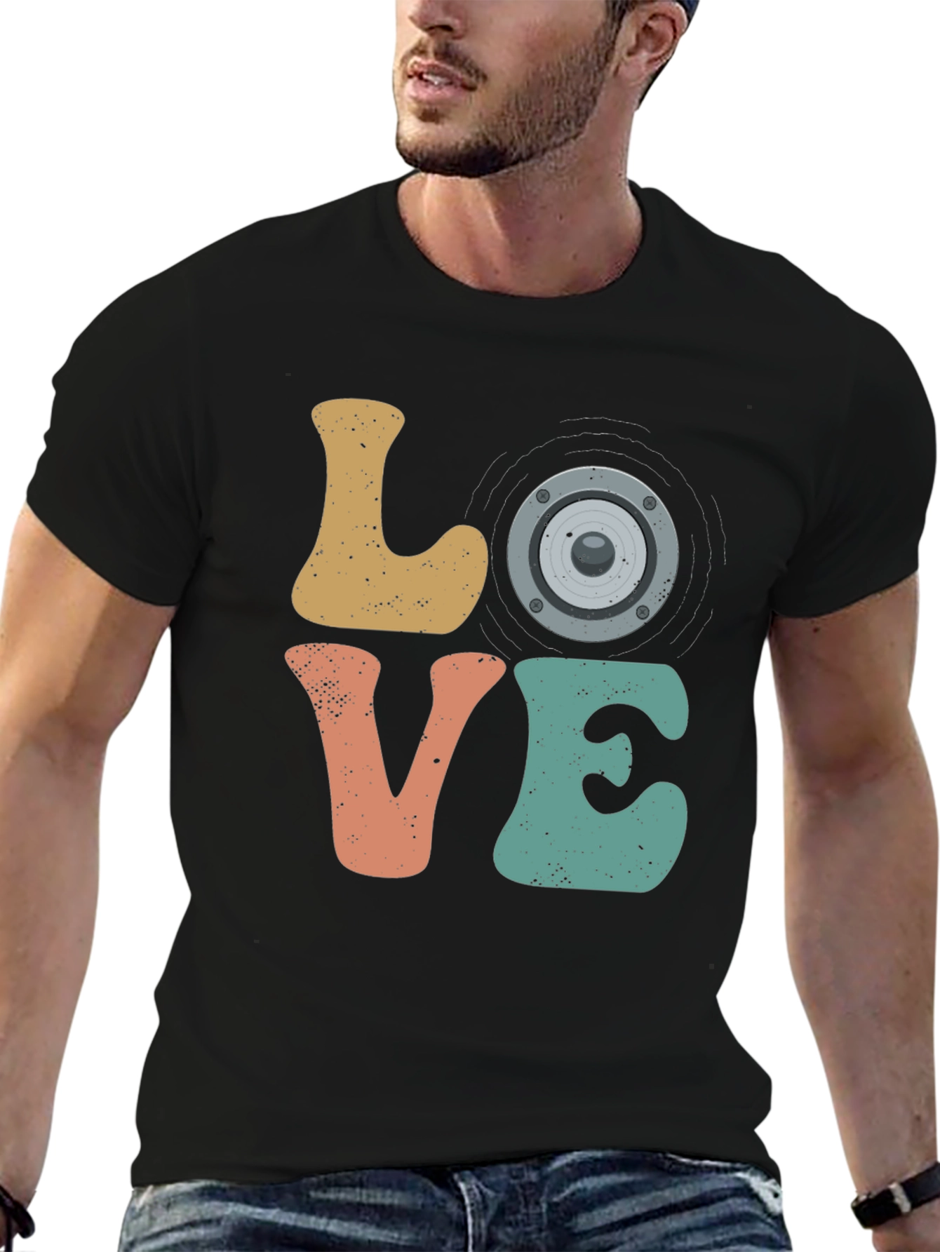 Black Love Speaker T-Shirt - Music Lover Tee view 6