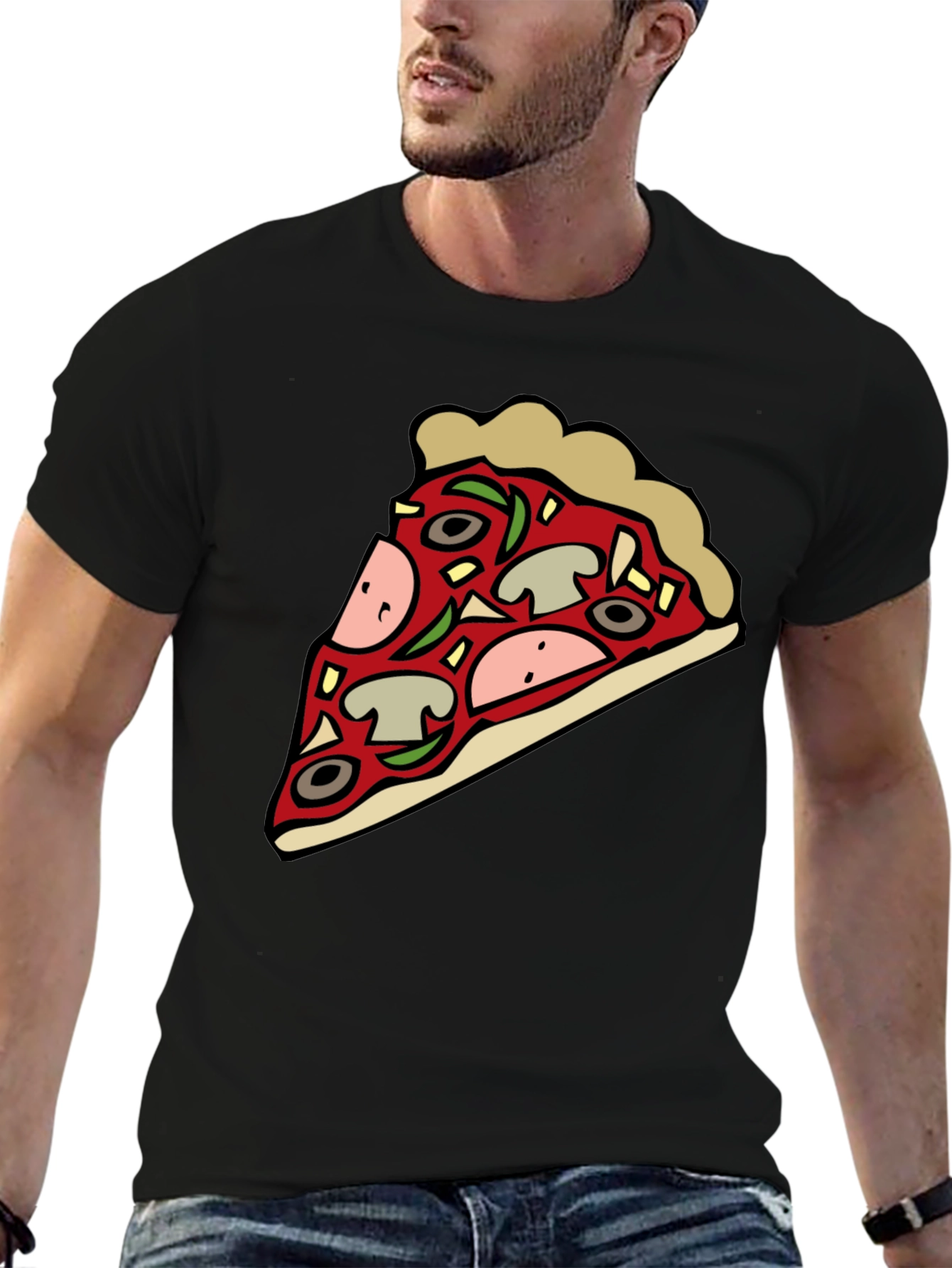 Black Pizza Slice Graphic Black T-Shirt view 6
