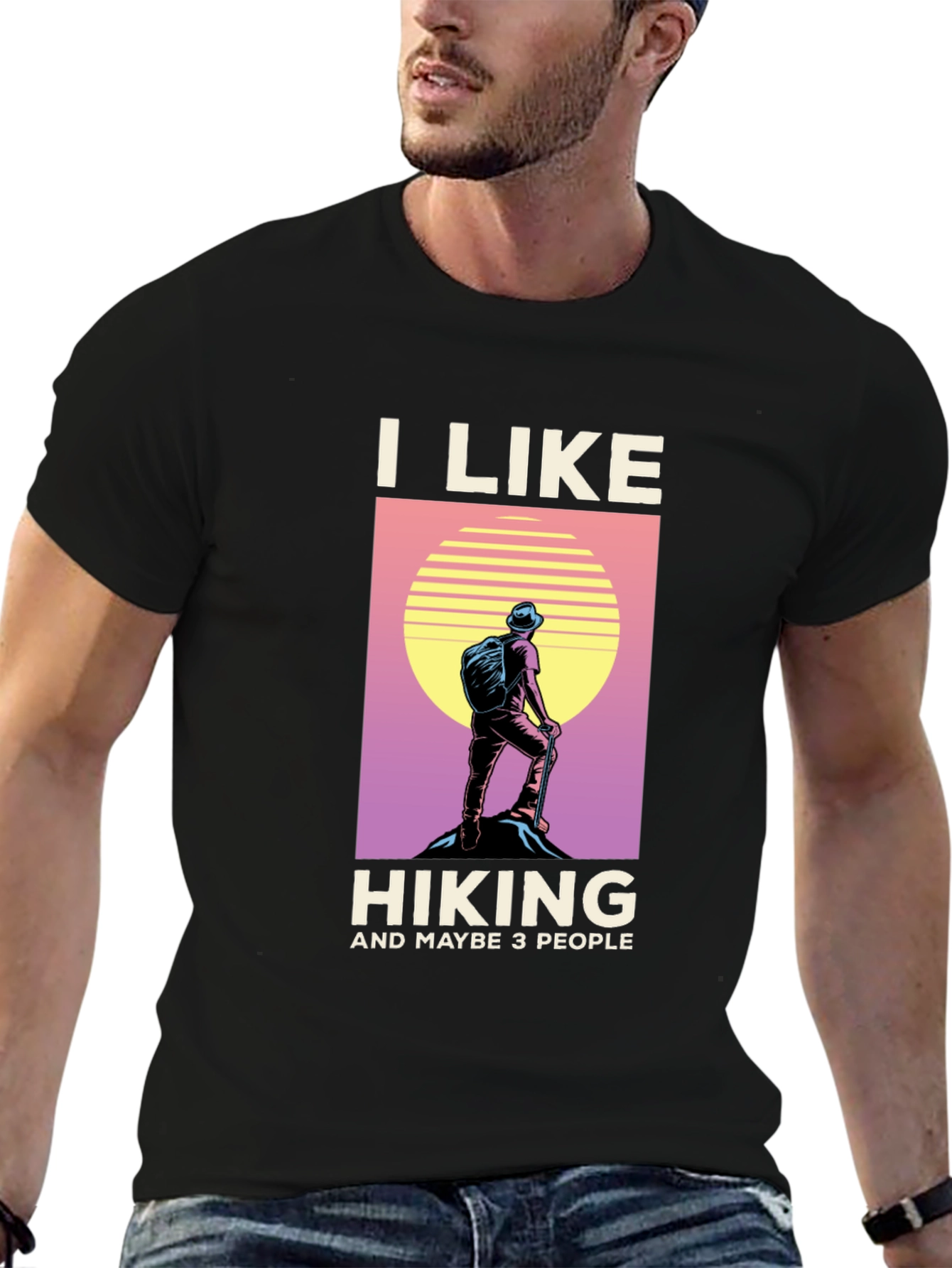 Black I Like Hiking T-Shirt - Funny Outdoor Adventure Tee view 6